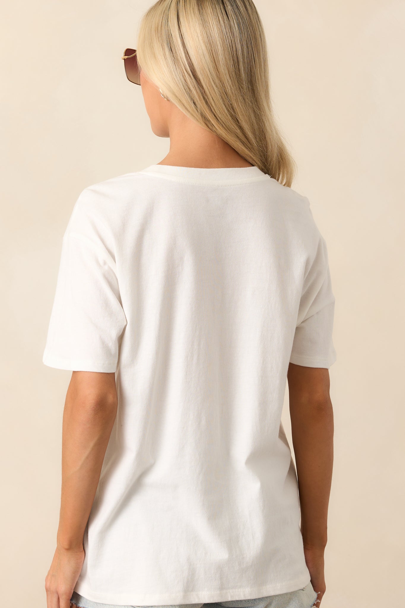 Z Supply Ivory Cotton Embroidered Cocktails Boyfriend Tee