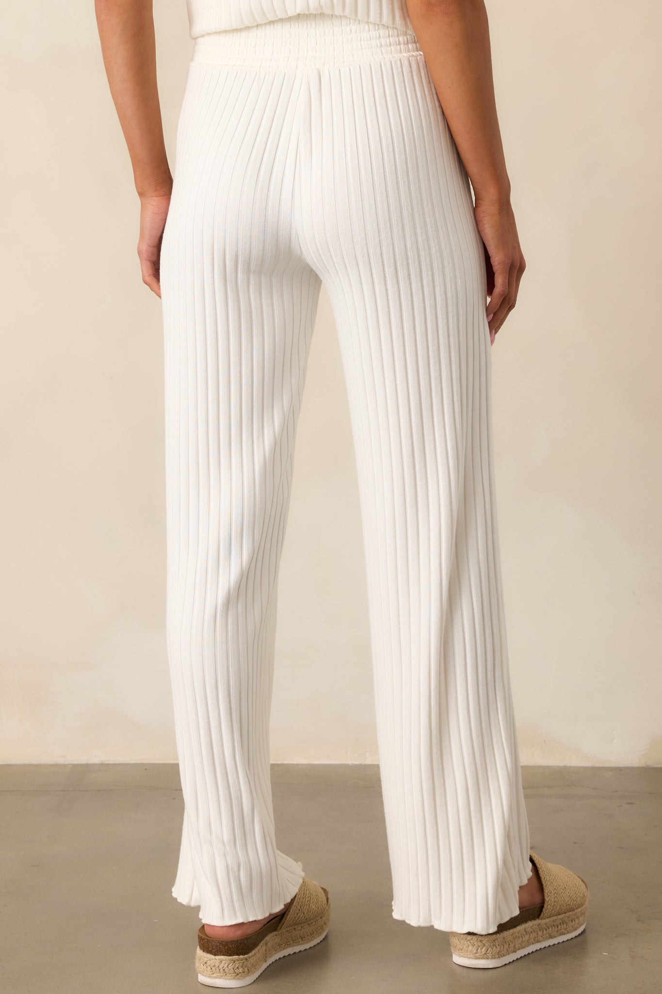 Z Supply Ivory Bone Dawn Smocked Rib Pant