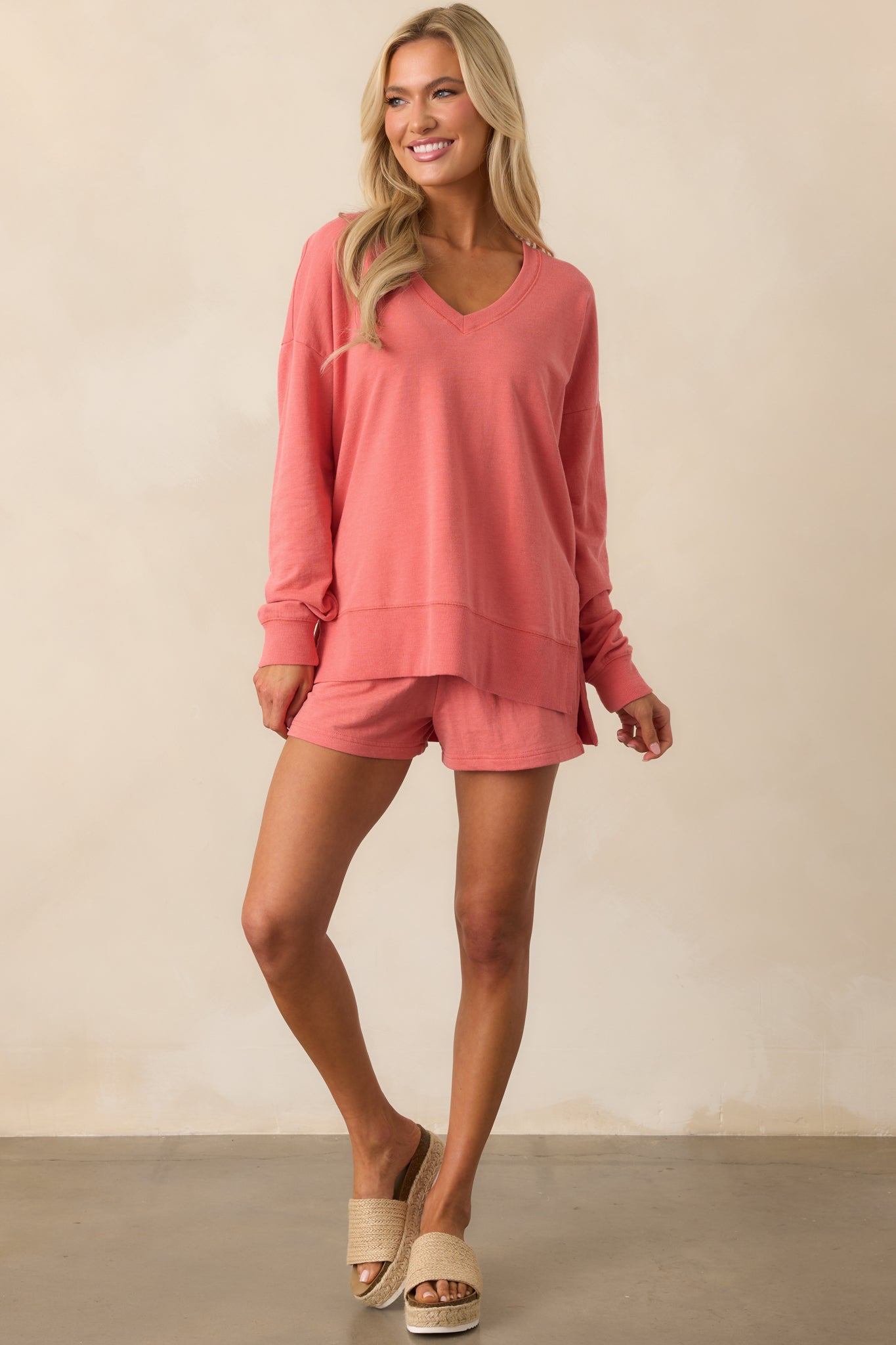 Z Supply Persimmon Pink Modern V-Neck Weekender