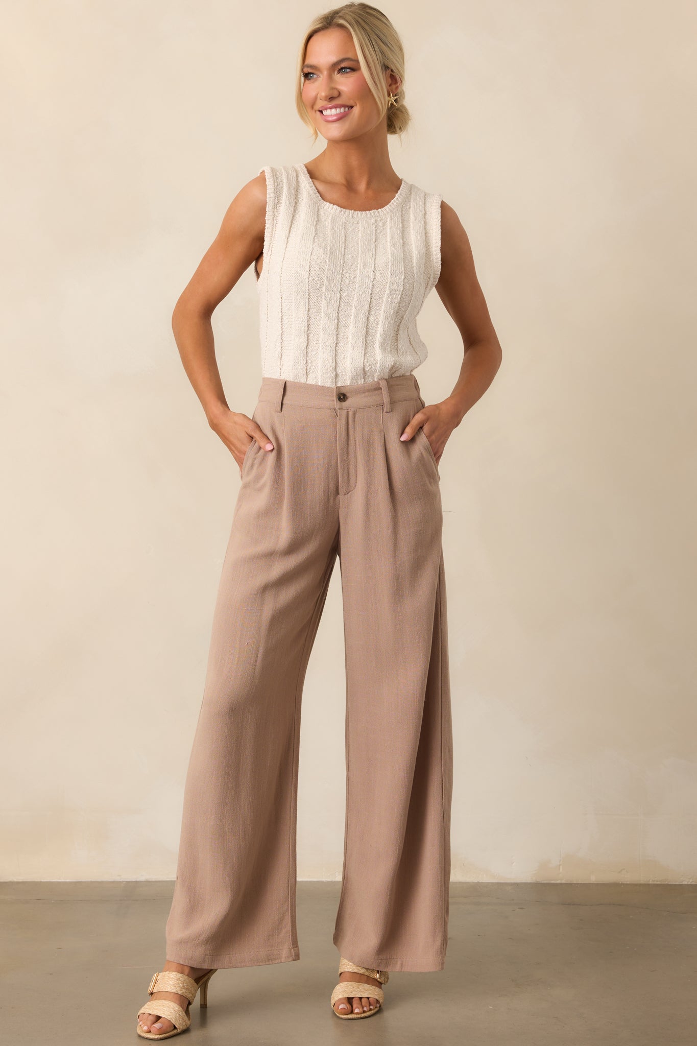 Z Supply Tan Iced Coffee Vista Linen Pant