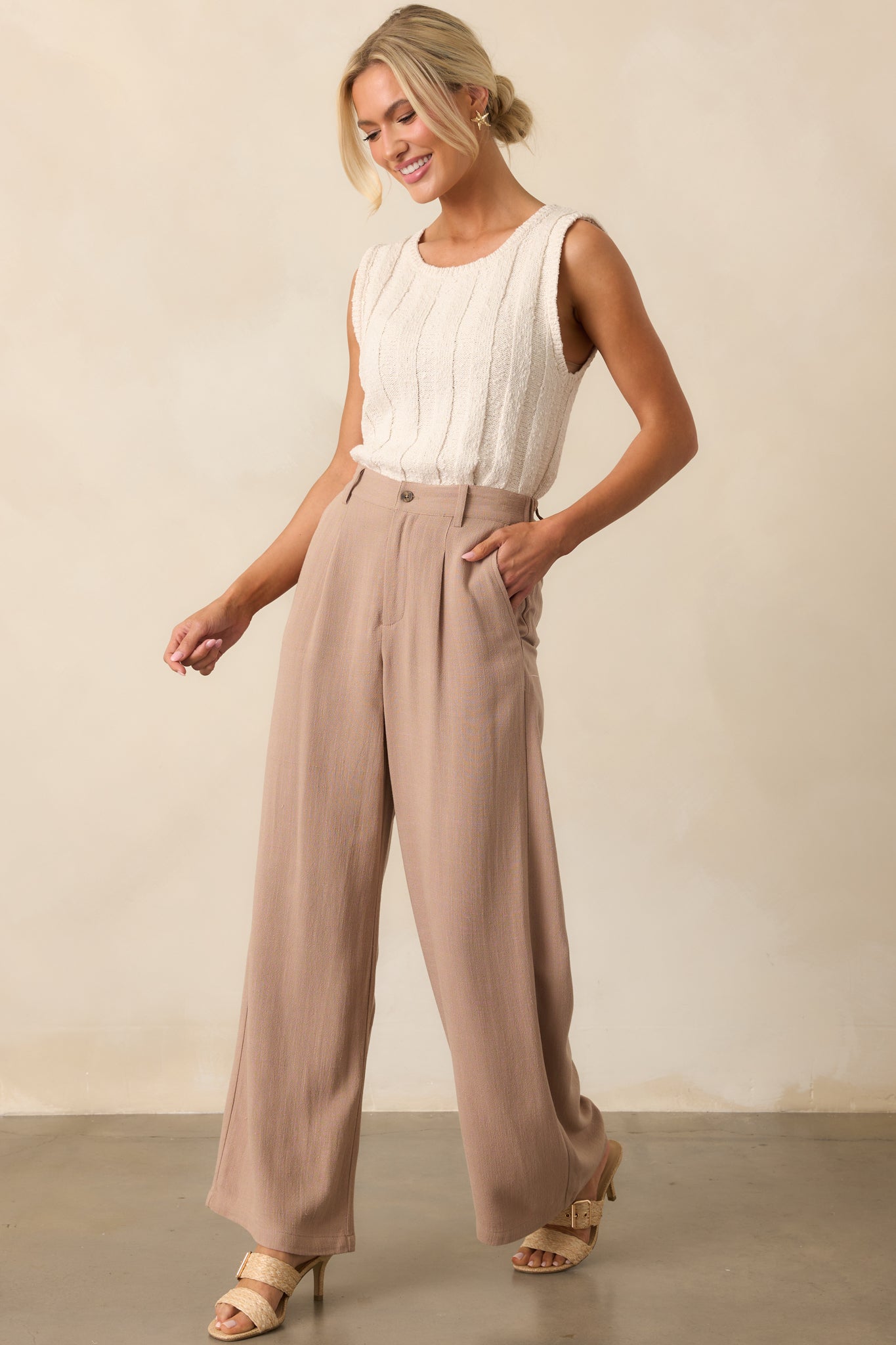 Z Supply Tan Iced Coffee Vista Linen Pant