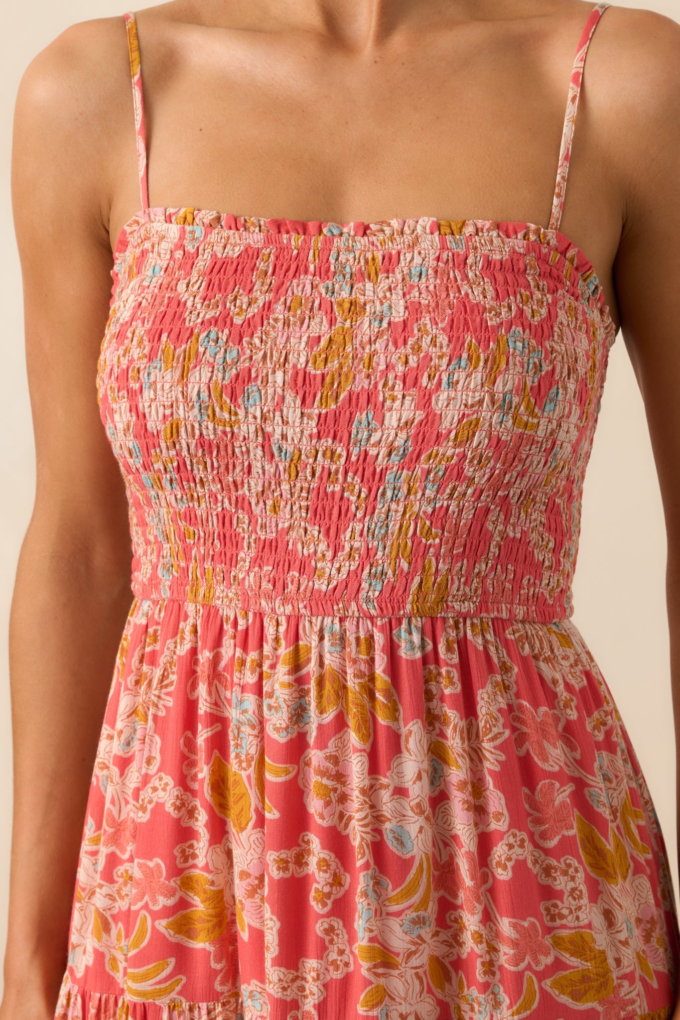 Z Supply Pink Coral Balos Jardin Floral Maxi Dress