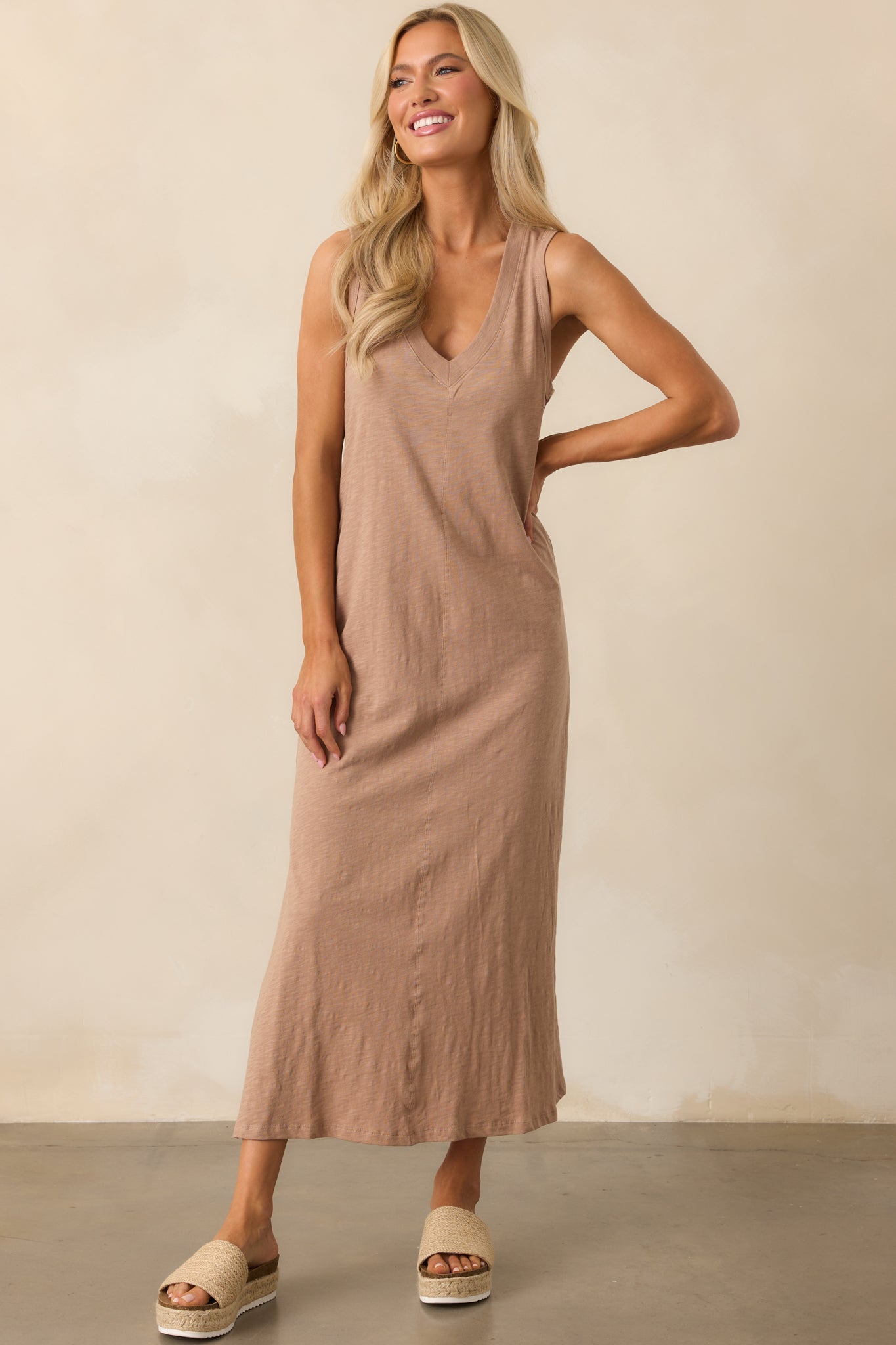 Z Supply Tan Iced Coffee Palisades Midi Dress