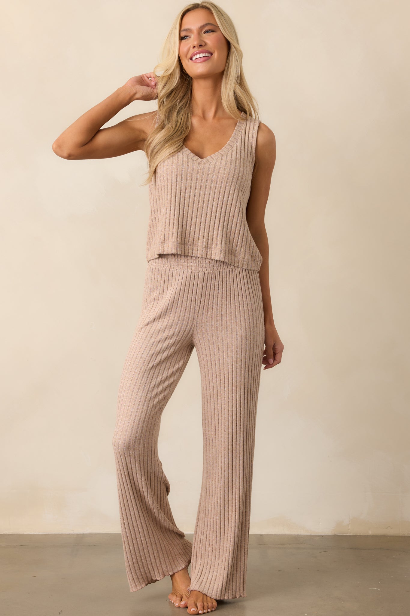 Z Supply Tan Sloane V-Neck Silky Rib Tank