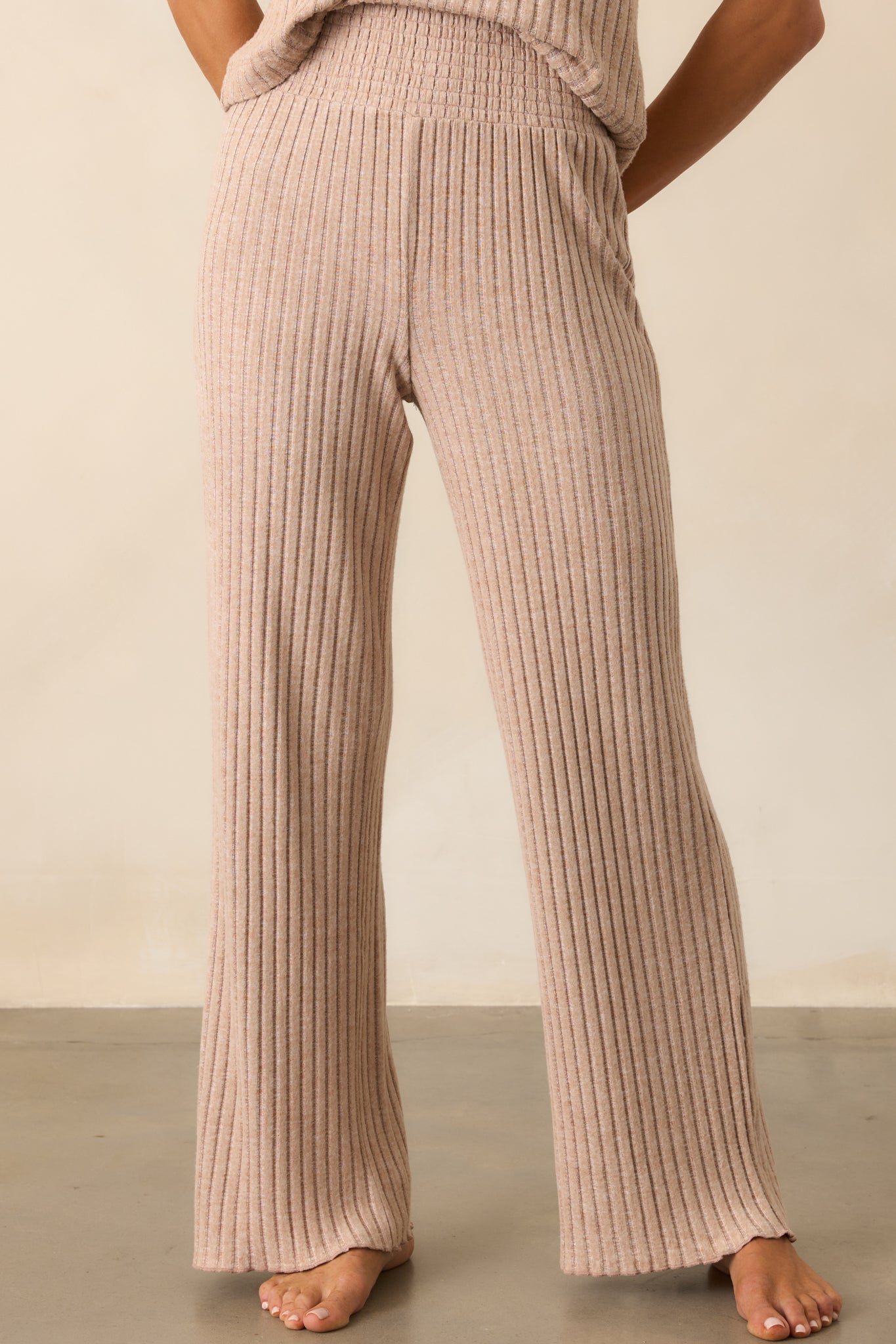 Z Supply Tan Iced Coffee Dawn Smocked Rib Pant
