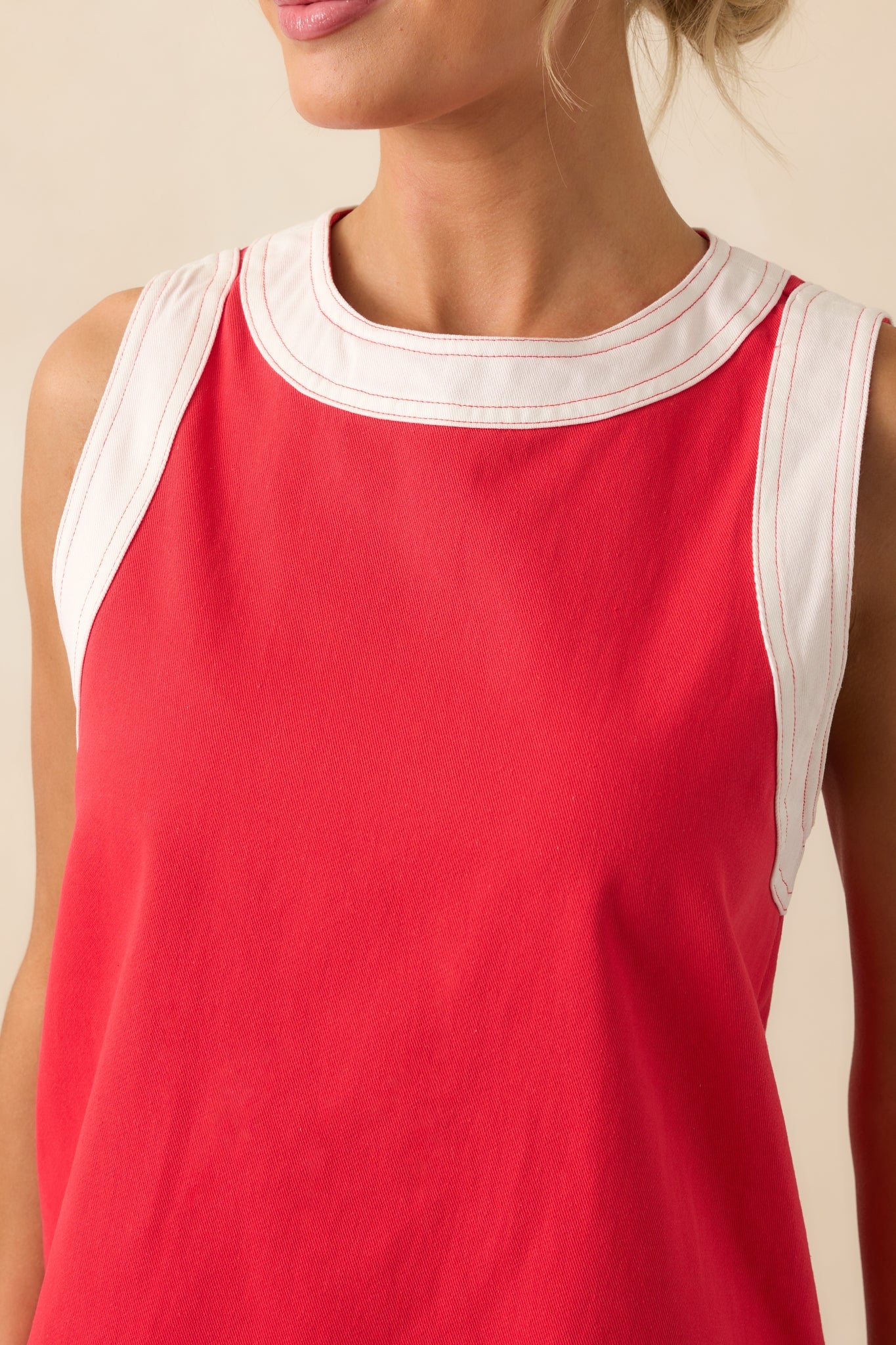 Bring The Good With You Red Cotton Shift Mini Dress