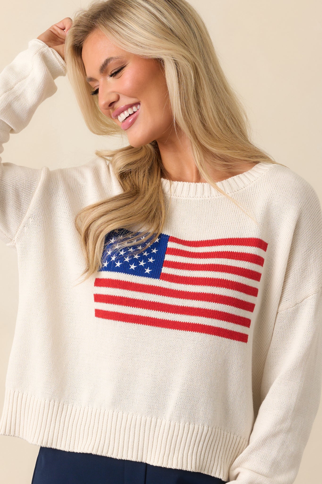 Z Supply Ivory Cotton Sienna Flag Sweater