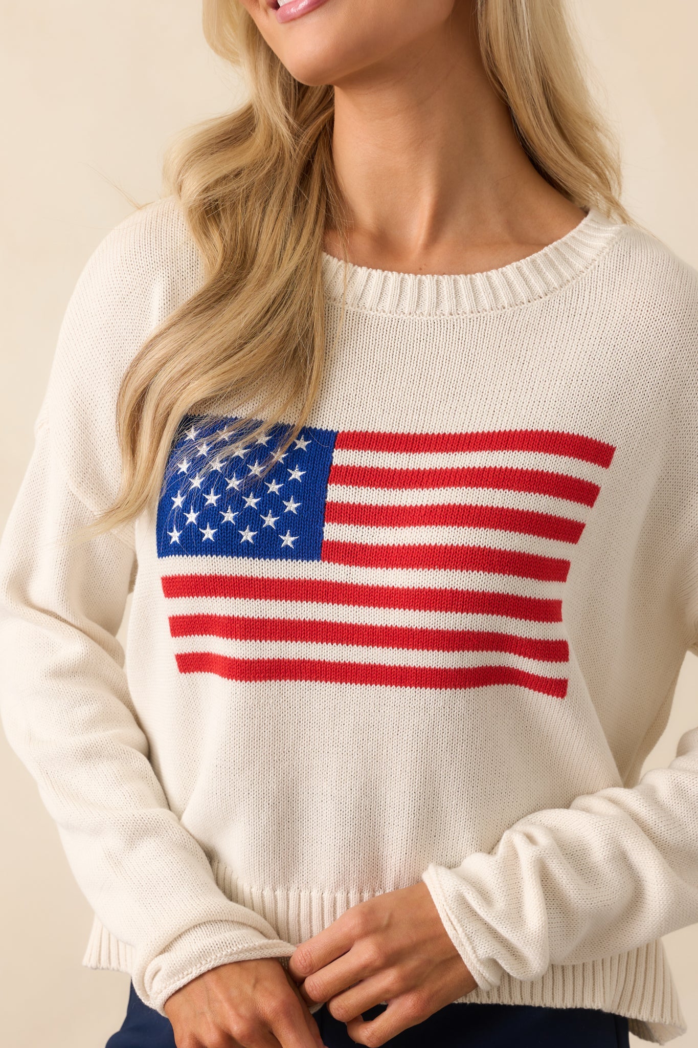 Z Supply Ivory Cotton Sienna Flag Sweater
