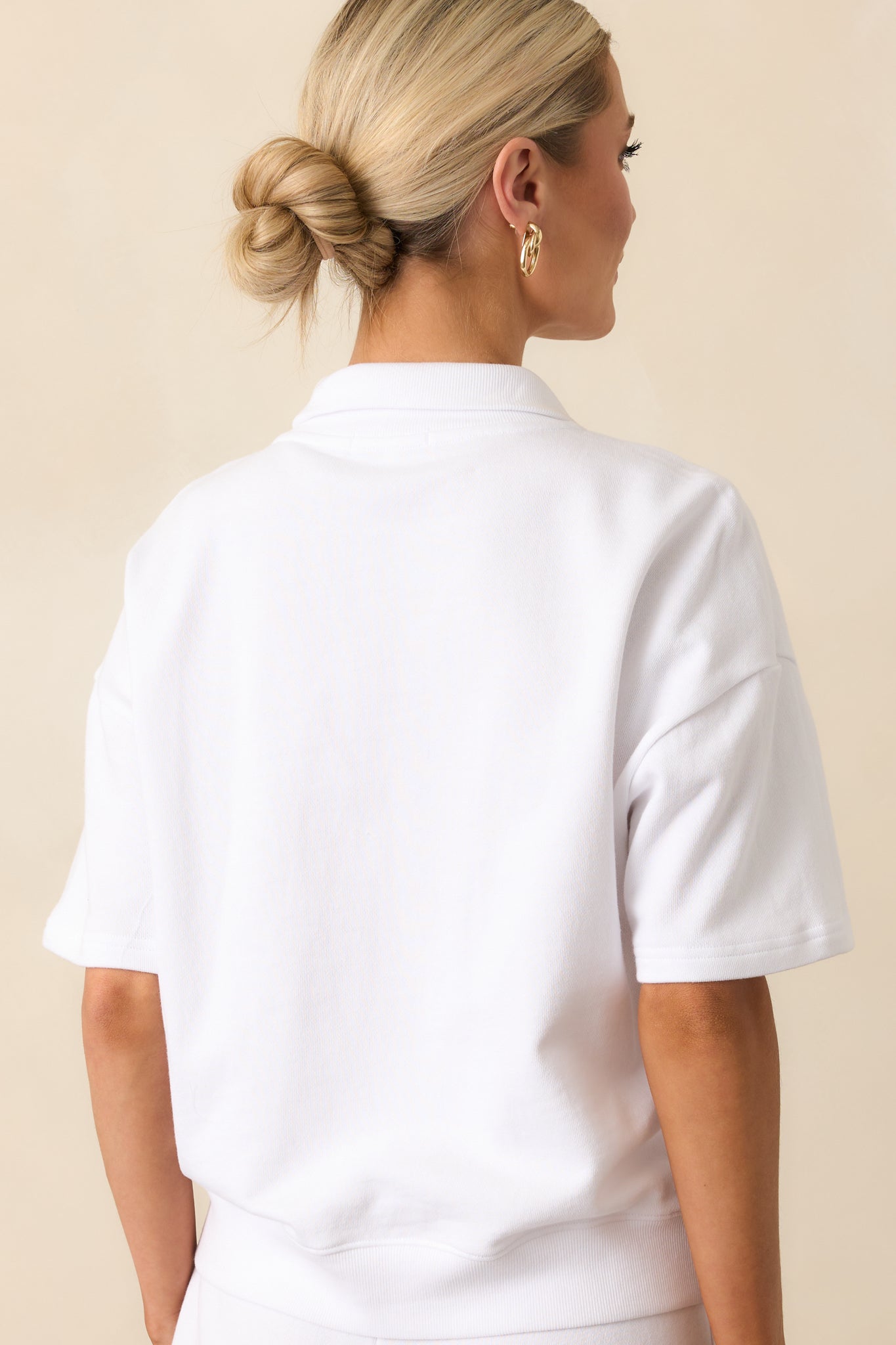 Z Supply White Cotton Club Polo Sweatshirt