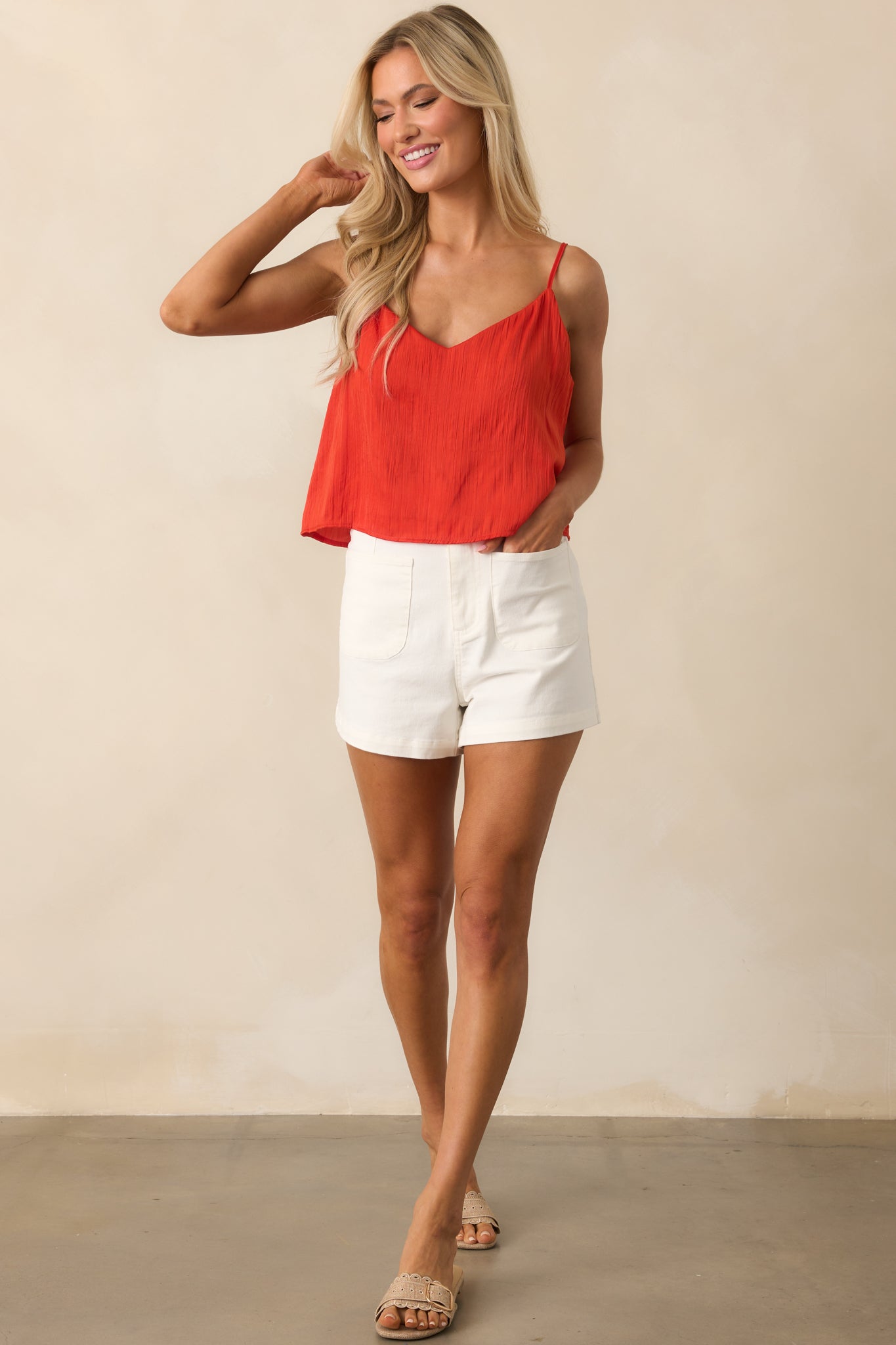 Z Supply Red Fiore Satin Crop Tank