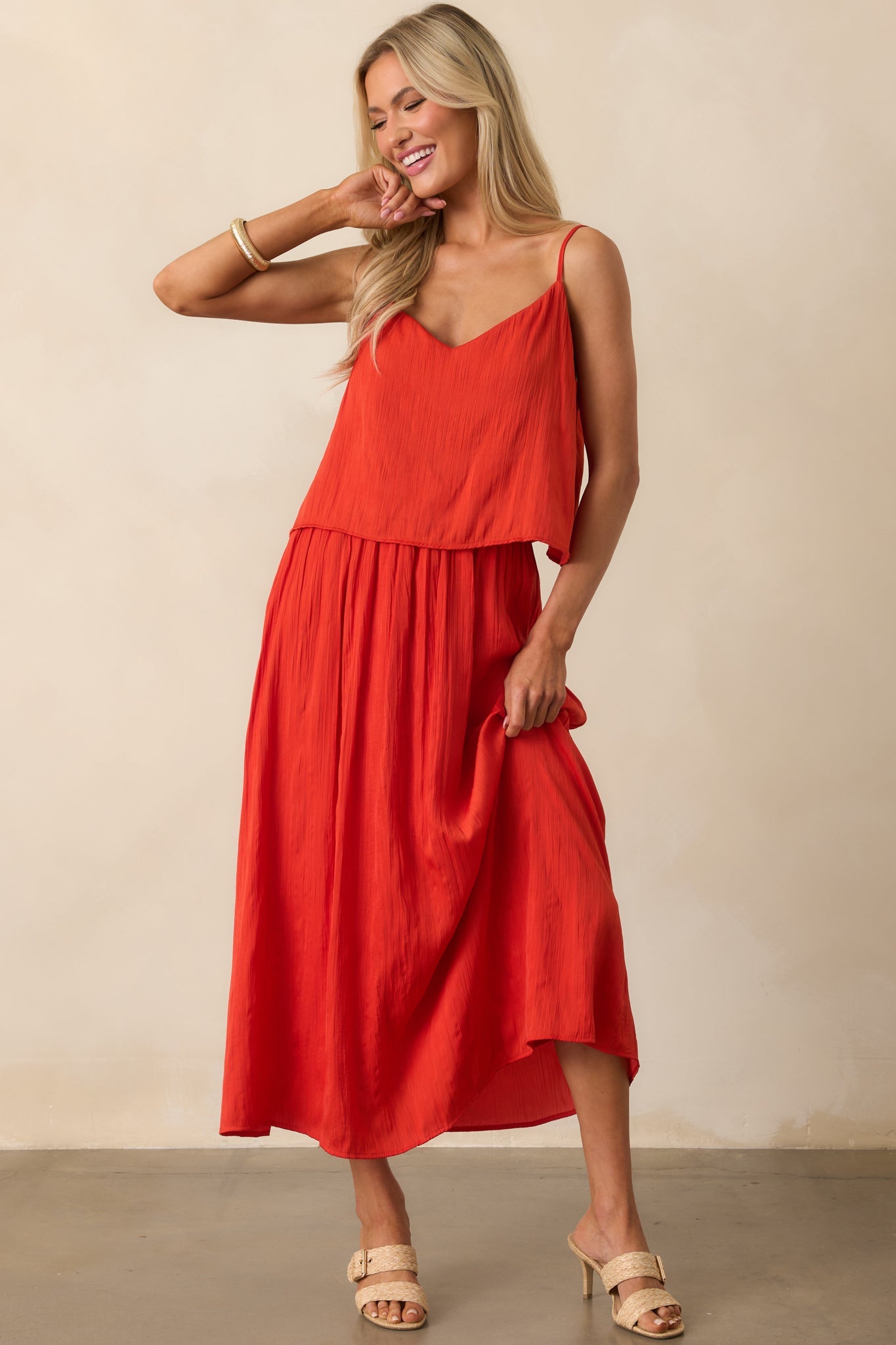 Z Supply Red Fiore Satin Crop Tank