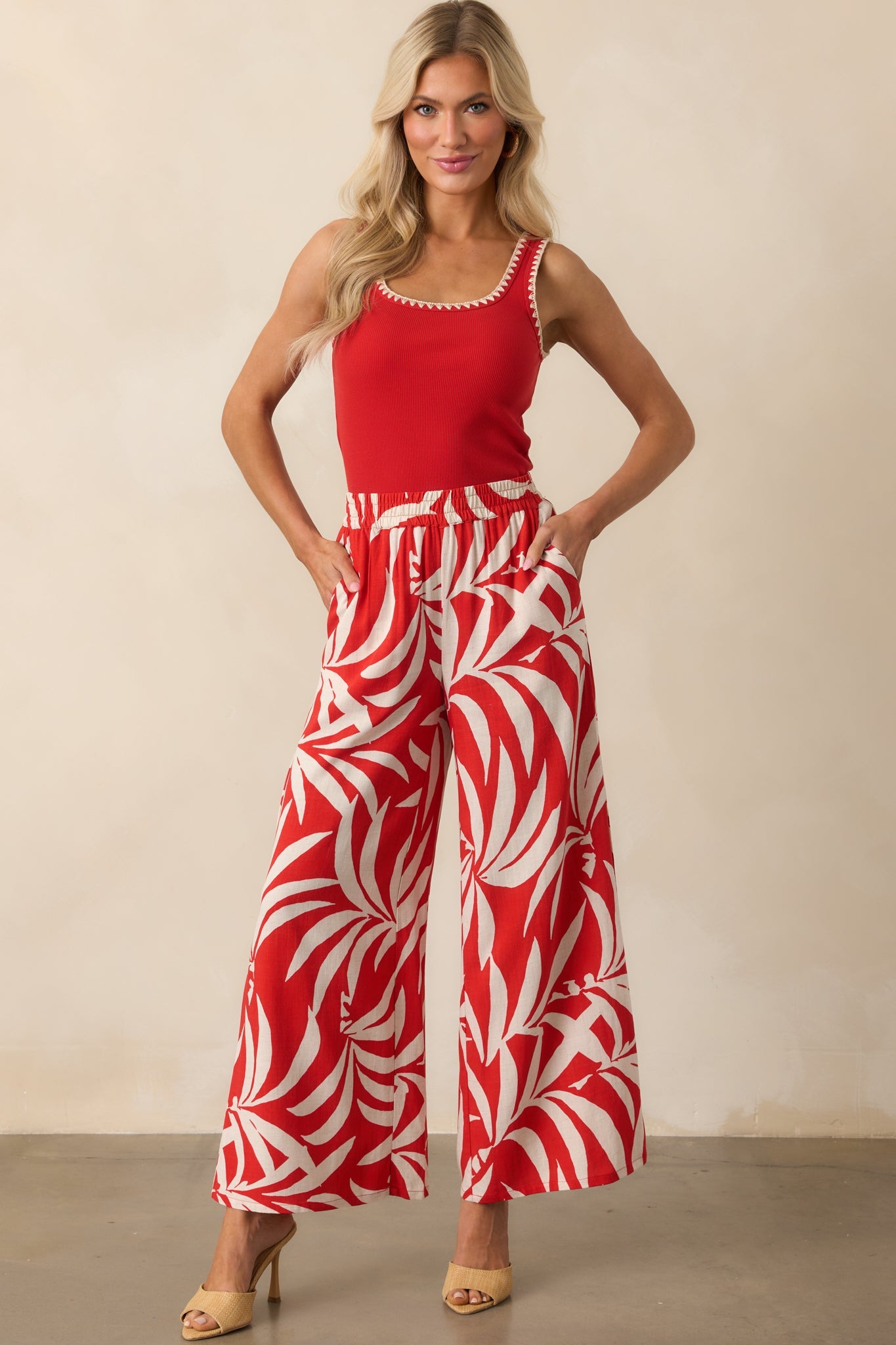 Z Supply Red Jaidynn Whipstitch Rib Tank