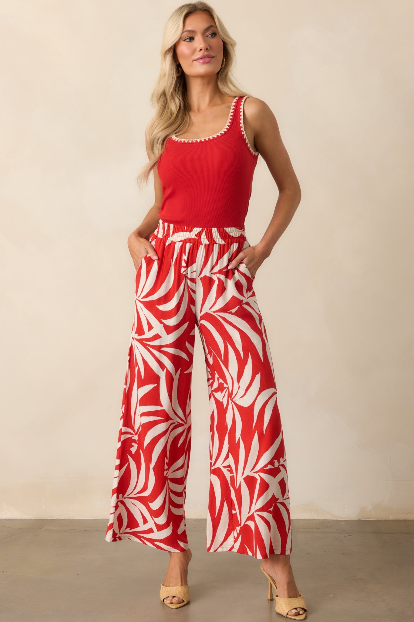 Z Supply Red Jaidynn Whipstitch Rib Tank