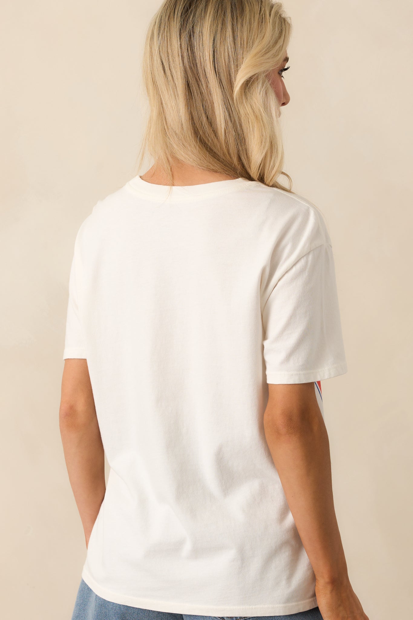 Z Supply Ivory Cotton USA Flag Boyfriend Tee