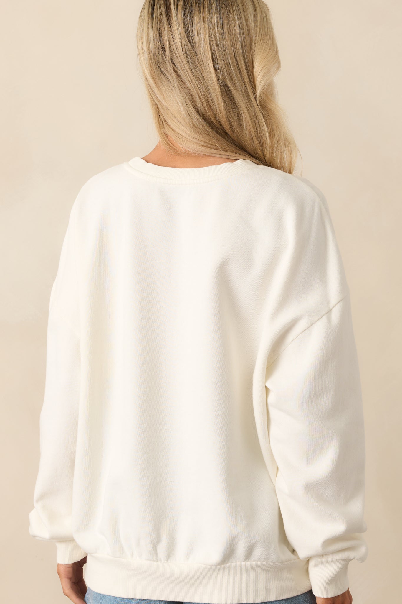 Z Supply Ivory Cotton USA Flag Sunday Sweatshirt