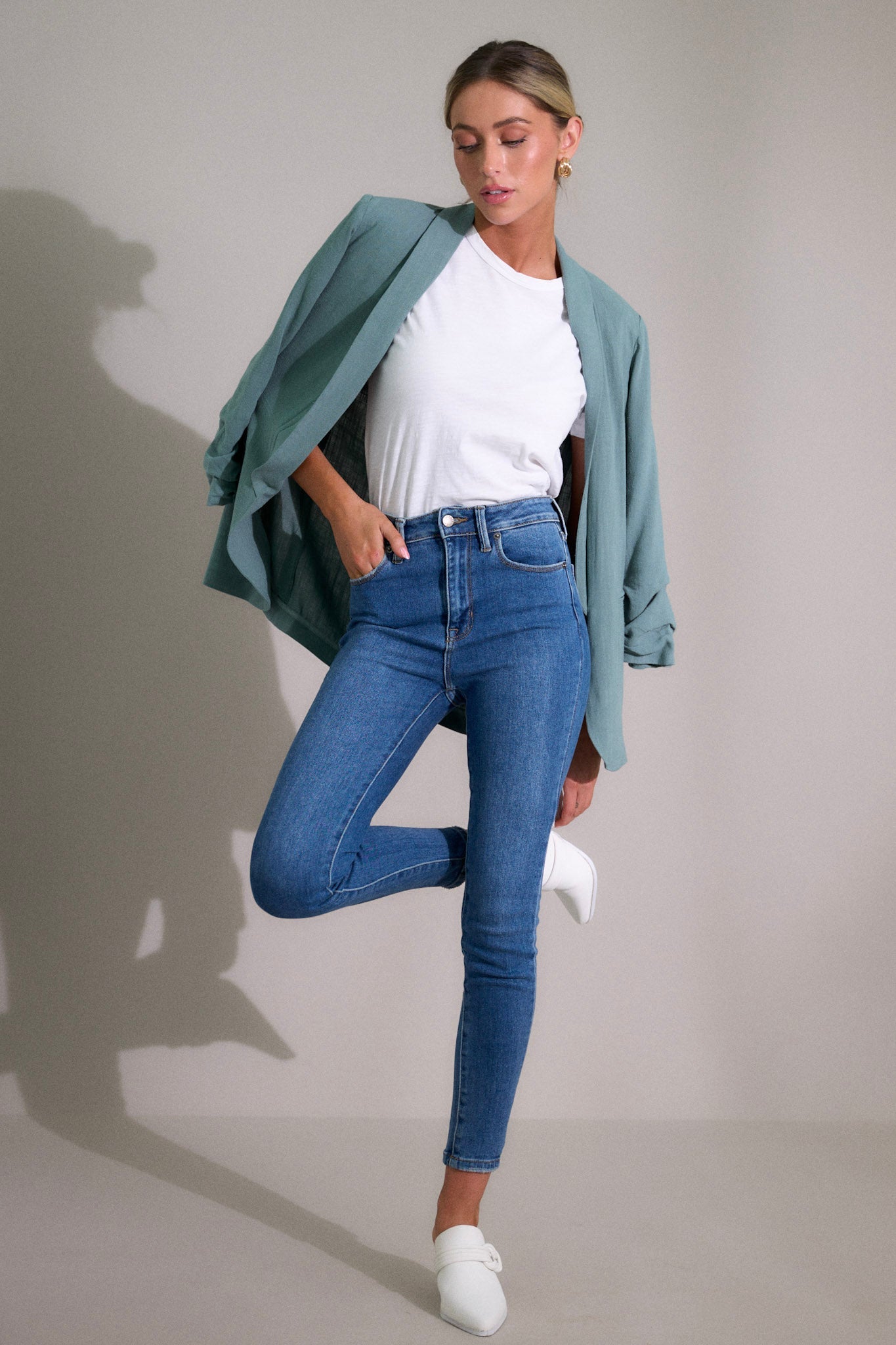 It's My Call Sage Green Linen Blazer