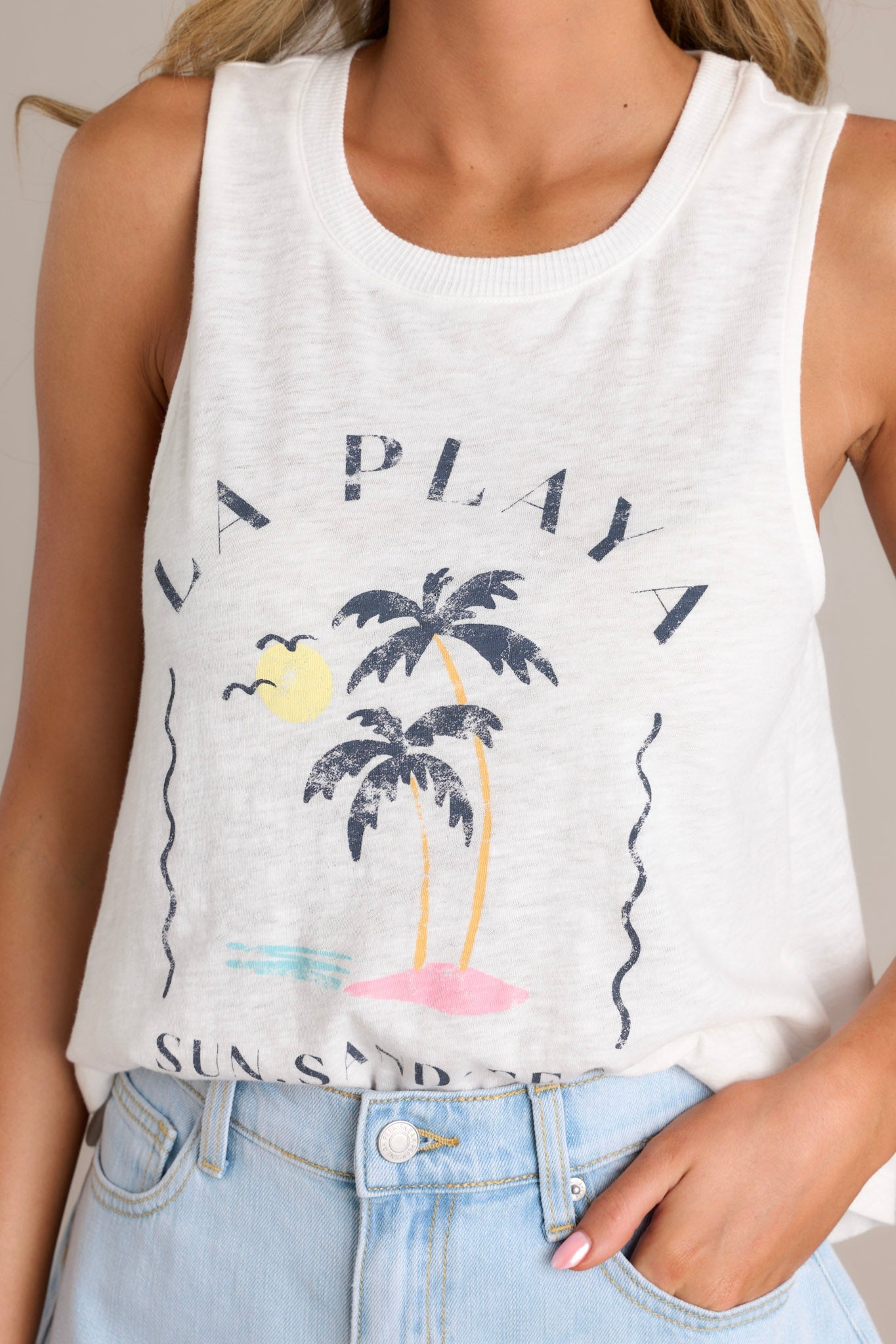 Z Supply Kayla La Playa White Shell Tank