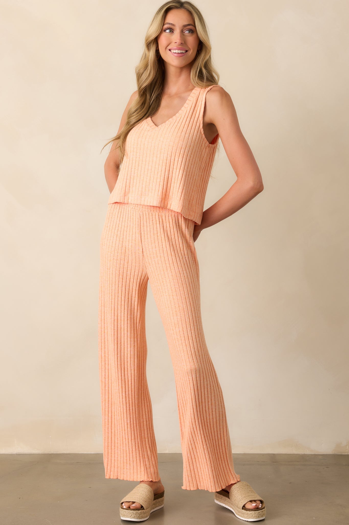 Z Supply Orange Sloane V-Neck Silky Rib Tank