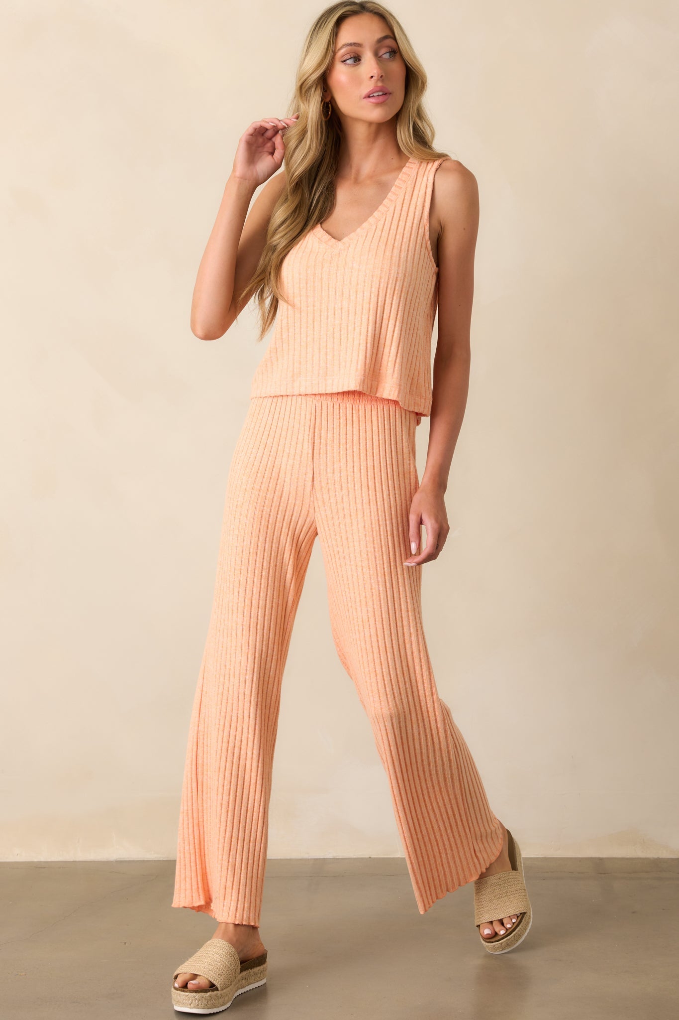 Z Supply Orange Dawn Smocked Rib Pant