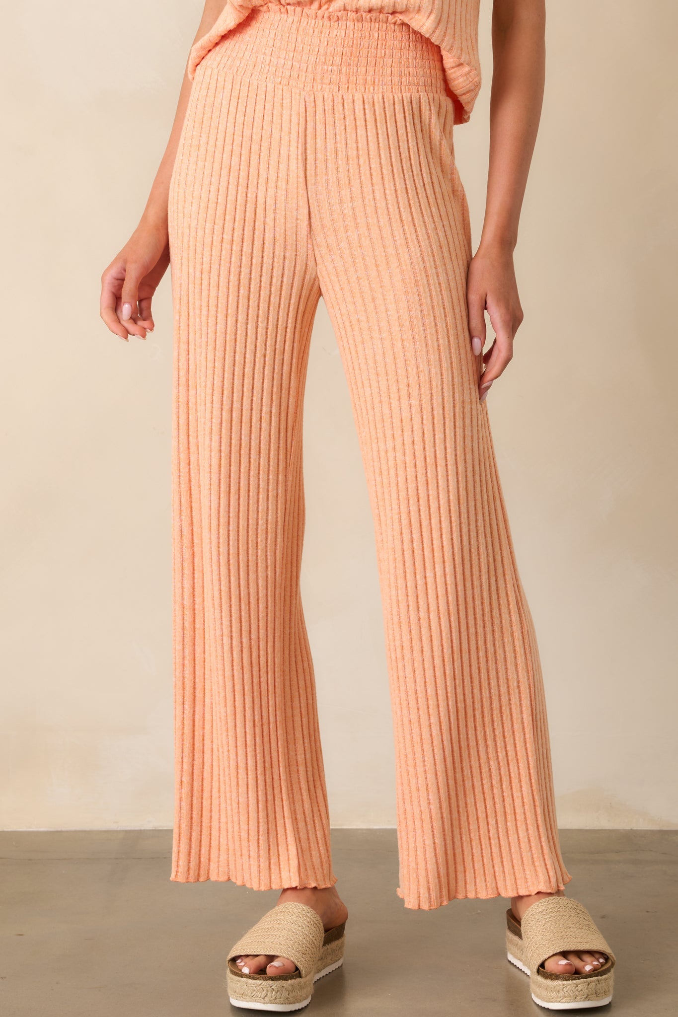 Z Supply Orange Dawn Smocked Rib Pant