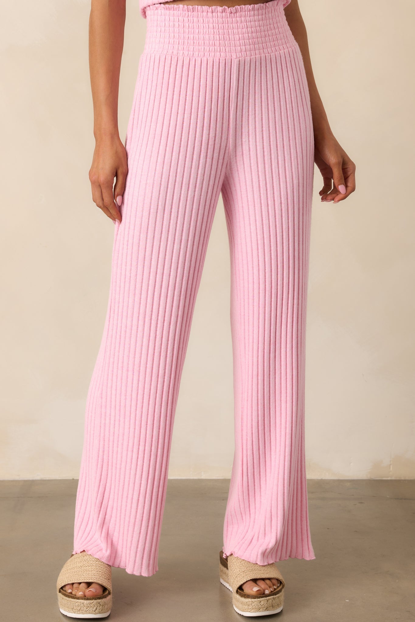 Z Supply Pink Dawn Smocked Rib Pant