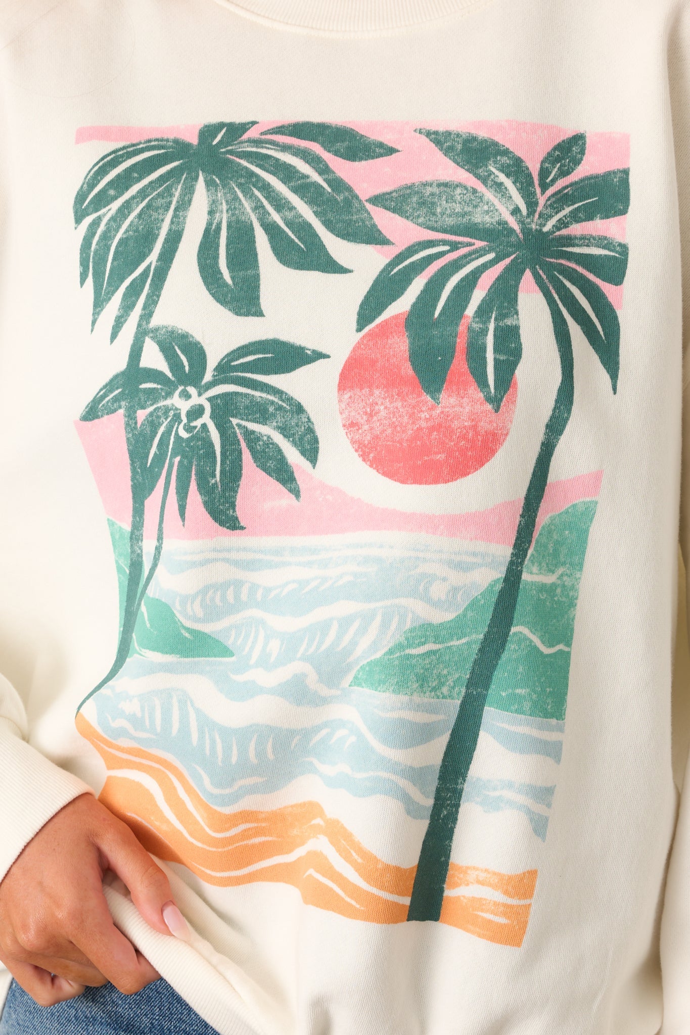 Z Supply Ivory High Tide Sunday Oversized Cotton Sweatshirt