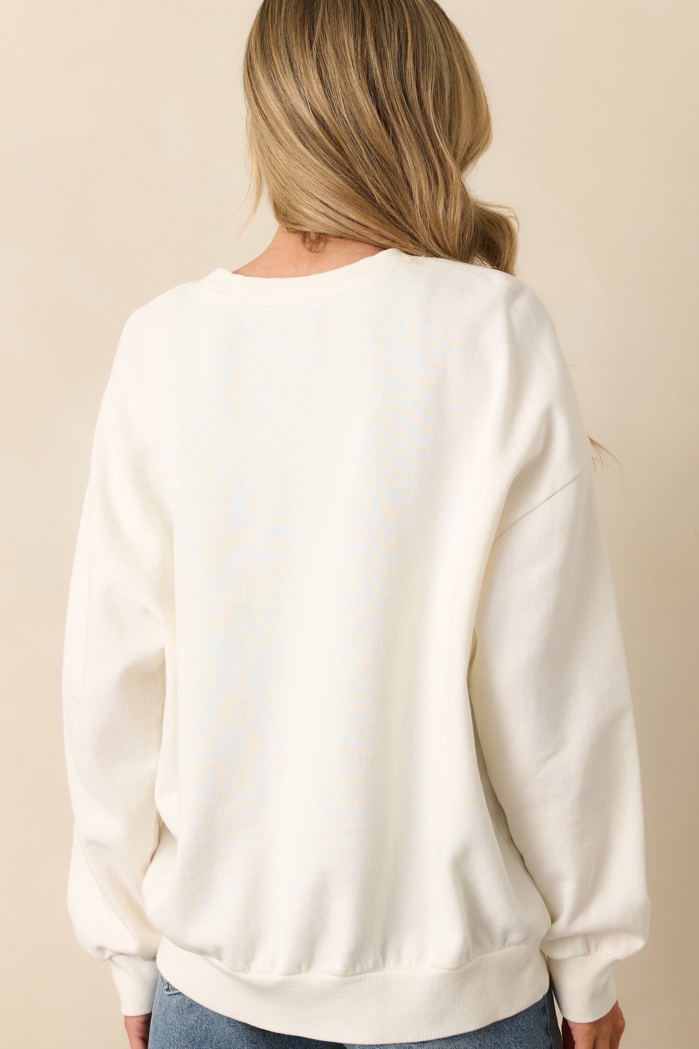 Z Supply Ivory High Tide Sunday Oversized Cotton Sweatshirt