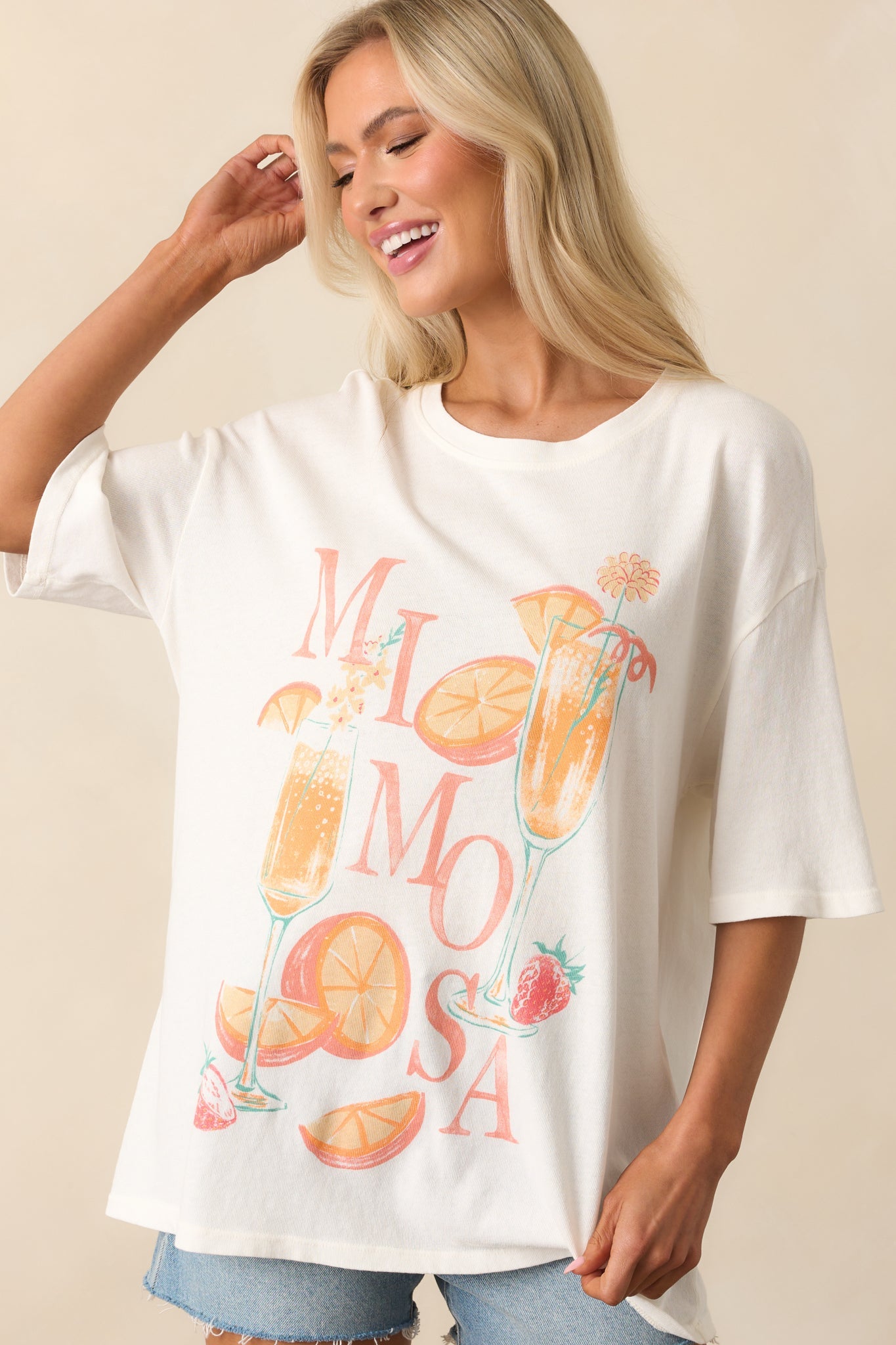 Z Supply Ivory Cotton Mimosa SoCal Oversized Tee