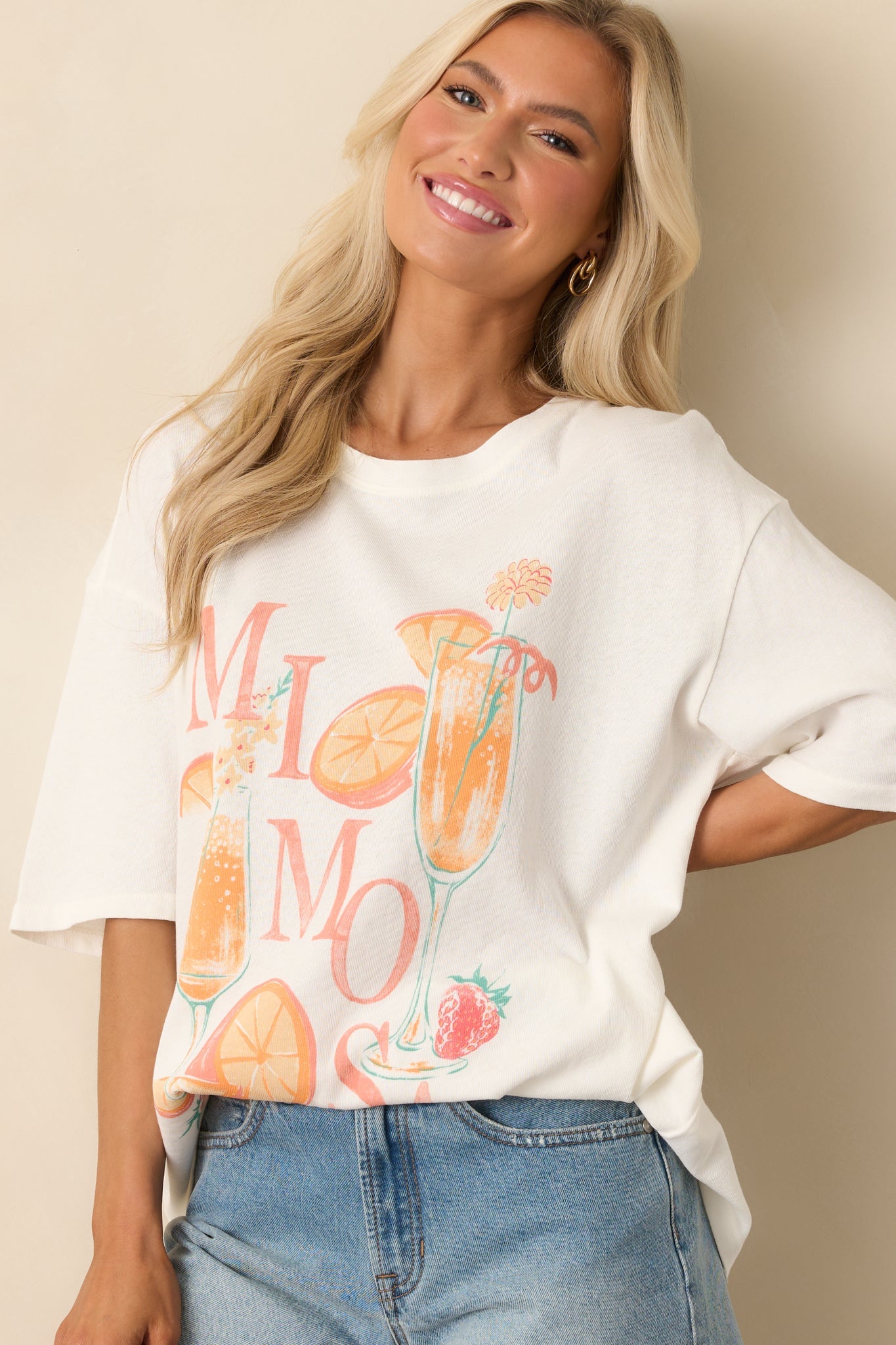 Z Supply Ivory Cotton Mimosa SoCal Oversized Tee