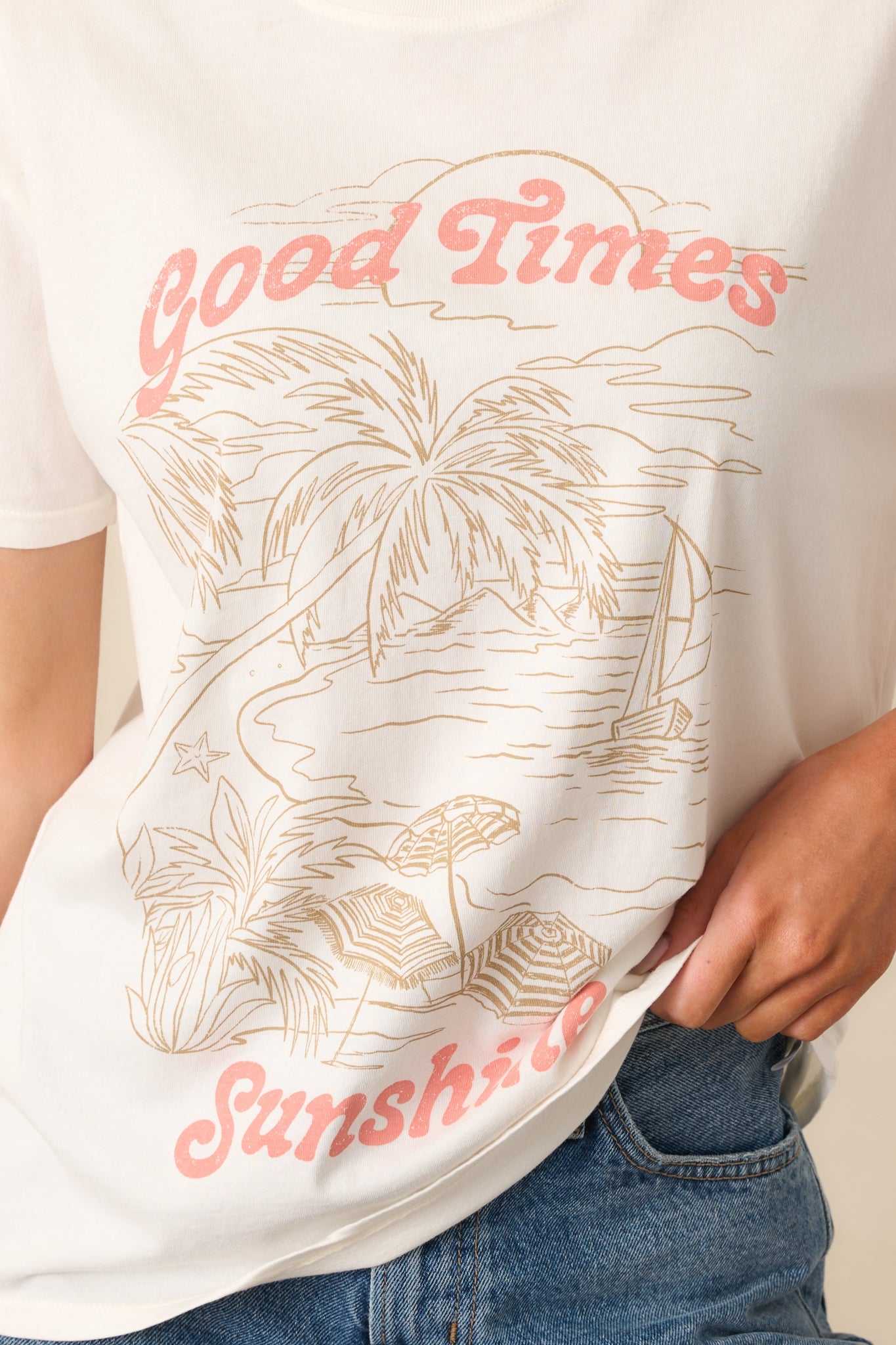 Z Supply Ivory Cotton Apres Sea Boyfriend Tee