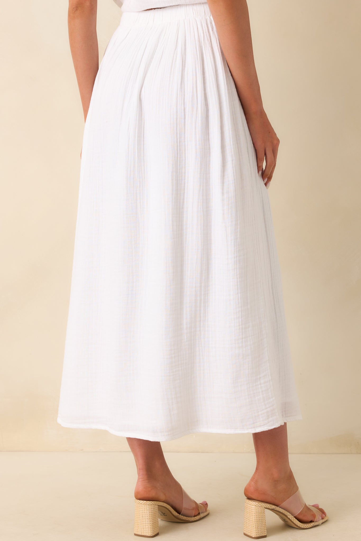 Z Supply White Cotton Reina Airy Gauze Midi Skirt