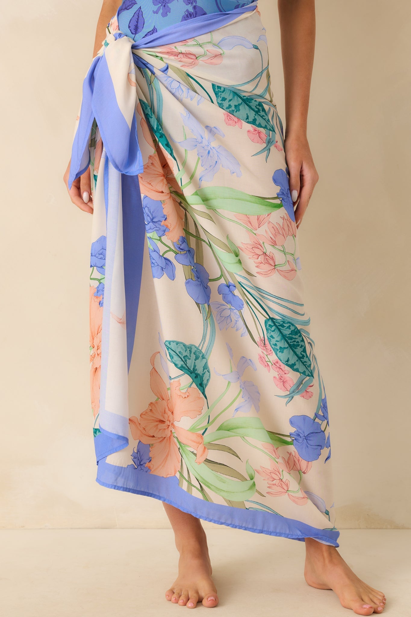 MINKPINK Ivory Floral Print Cotton Ravina Sarong