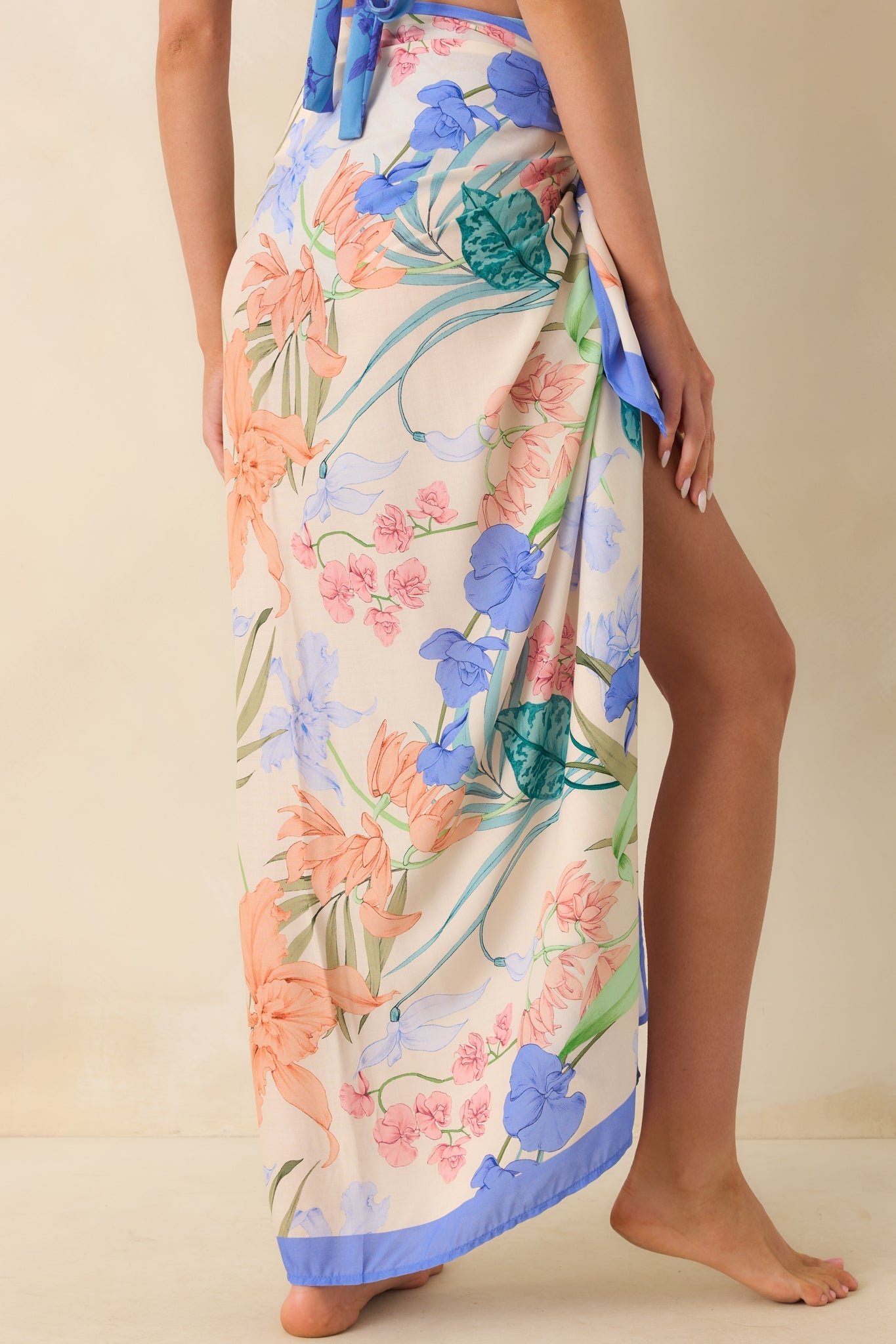 MINKPINK Ivory Floral Print Cotton Ravina Sarong