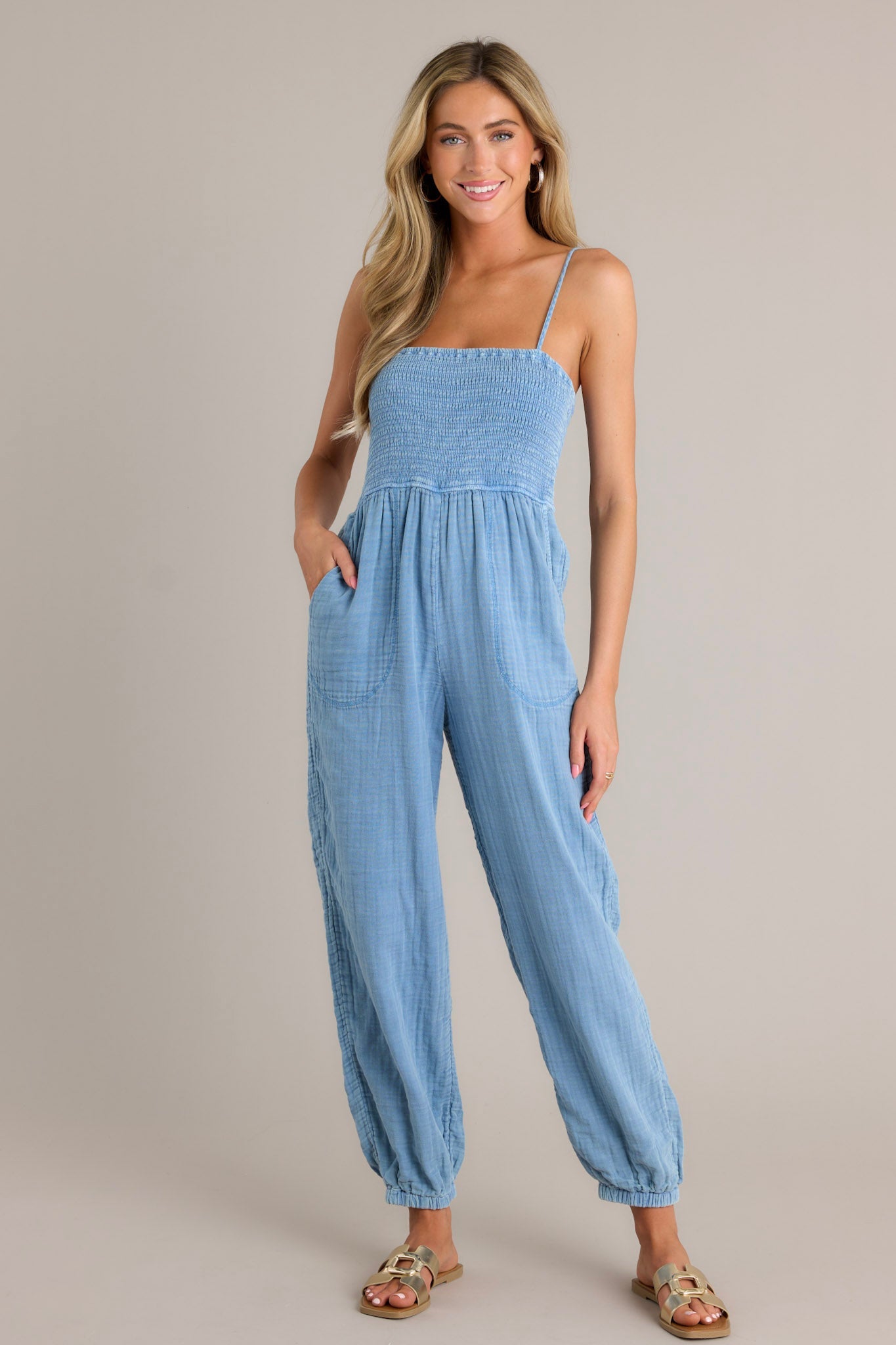 Z Supply Santos Deep Indigo Gauze Jumpsuit