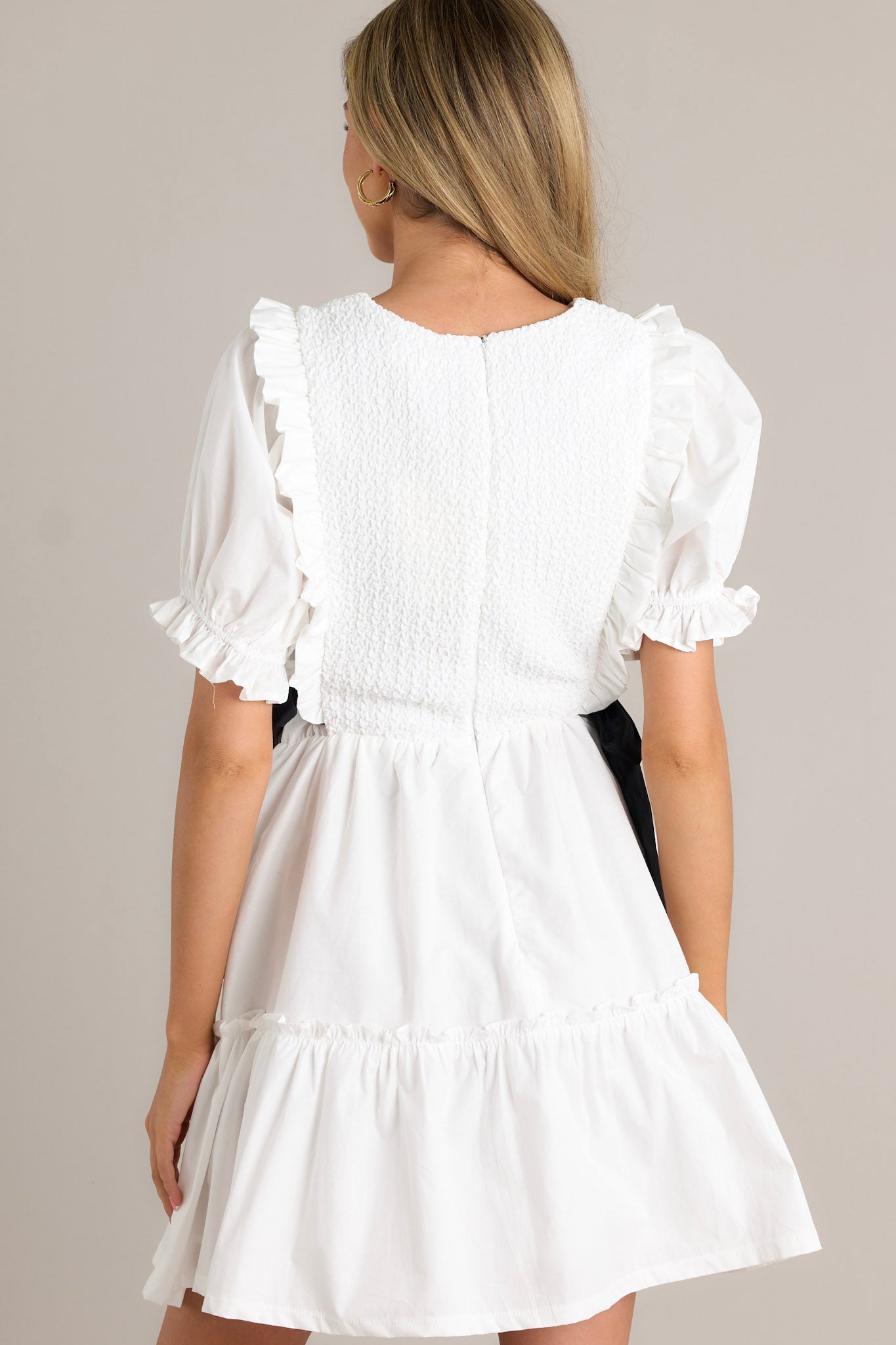 Decision Made 100% Cotton Ivory Puff Sleeve Mini Dress