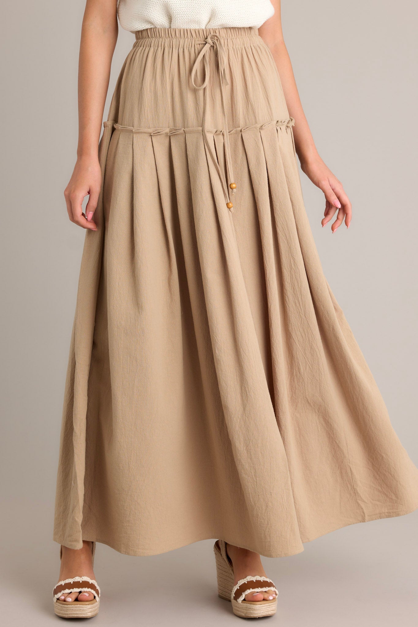 Harmony Flow Cotton Tan Maxi Skirt