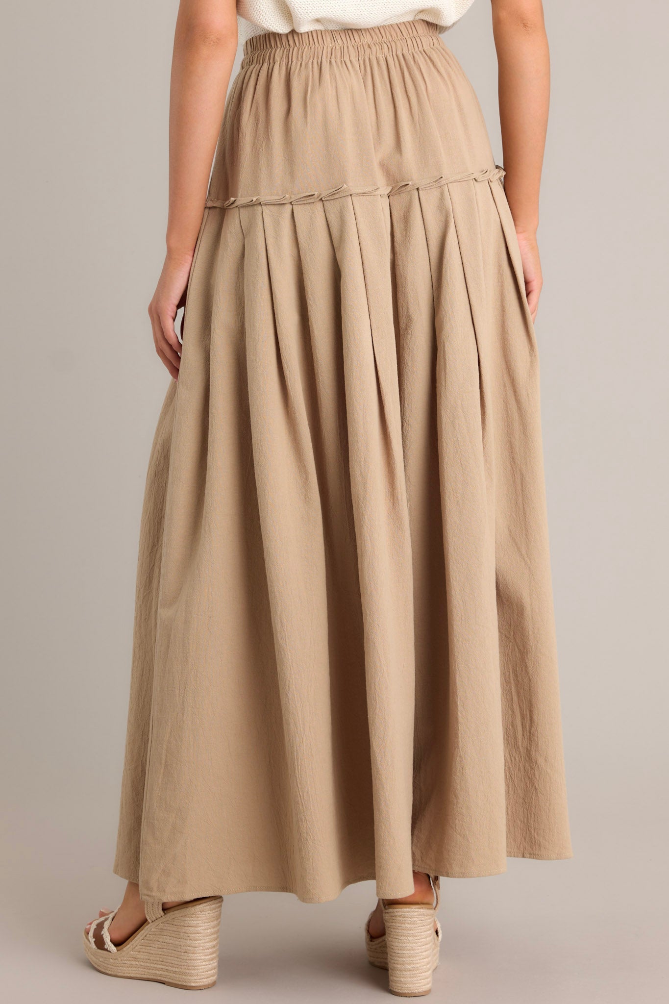 Harmony Flow Cotton Tan Maxi Skirt