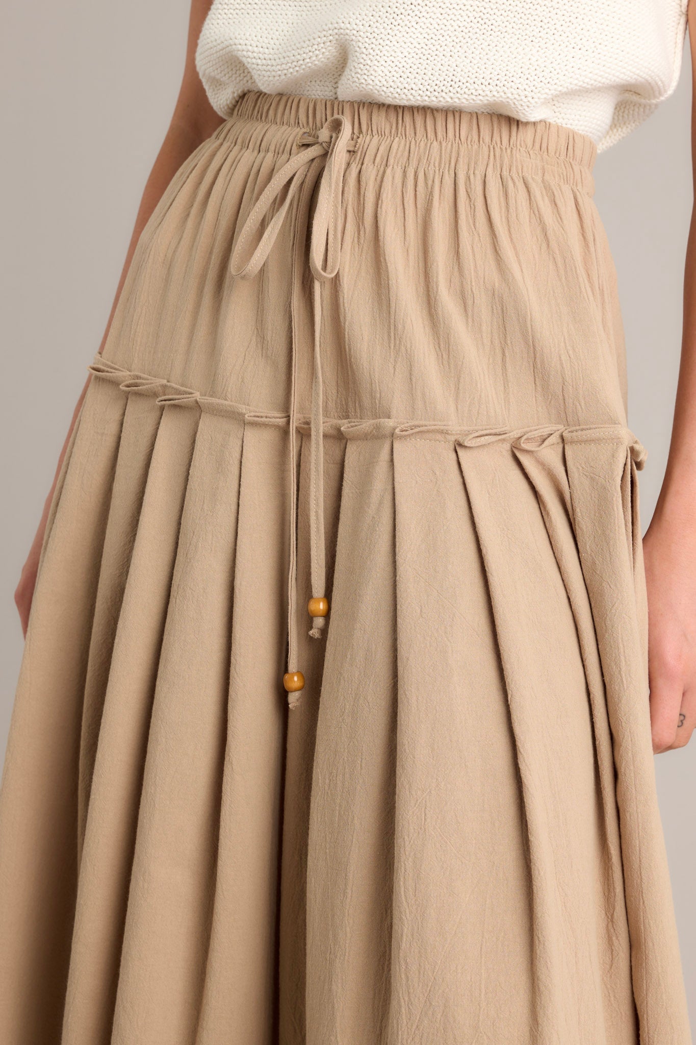 Harmony Flow Cotton Tan Maxi Skirt