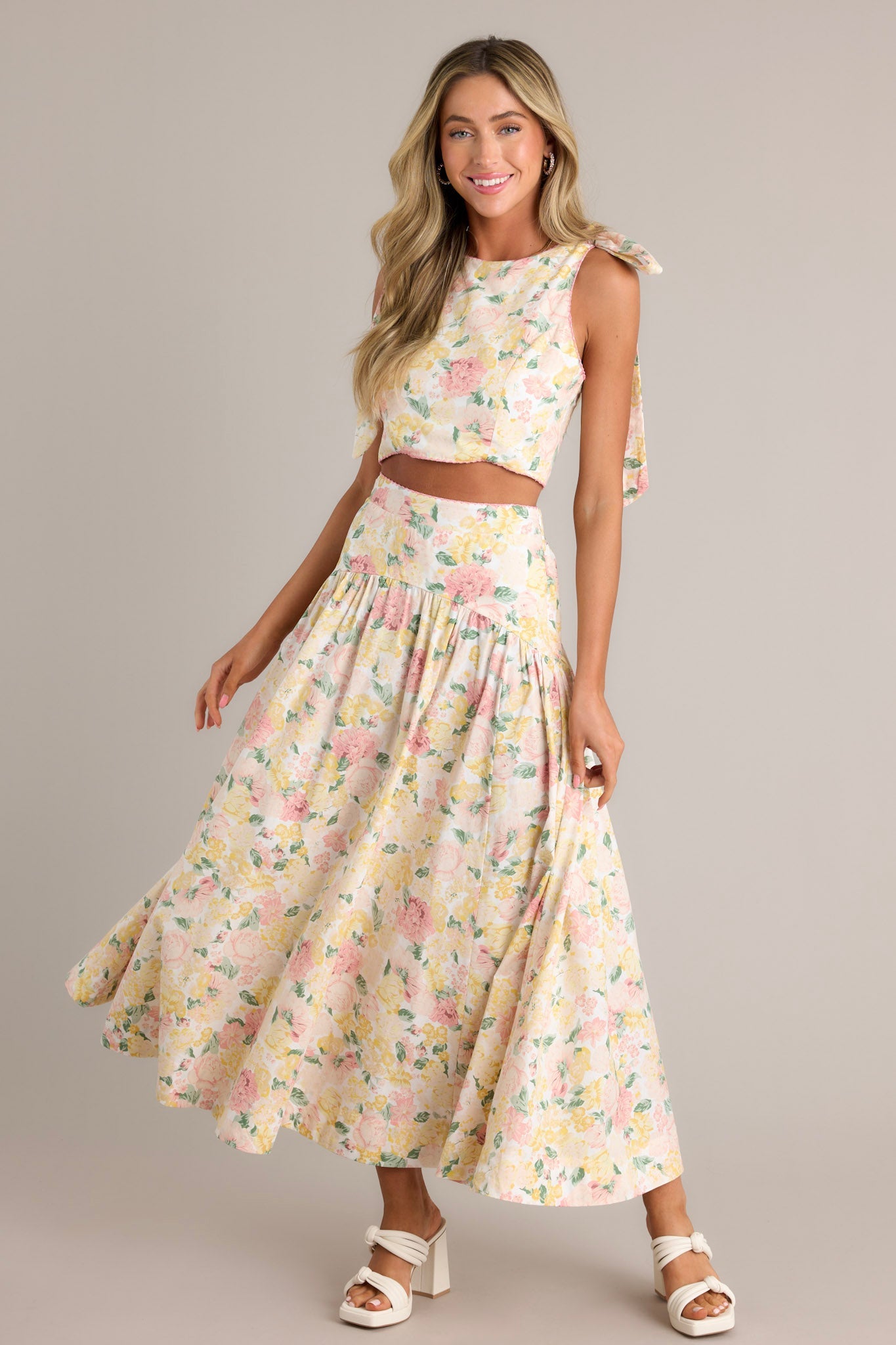 Garden Harmony Ivory Floral Crop Top