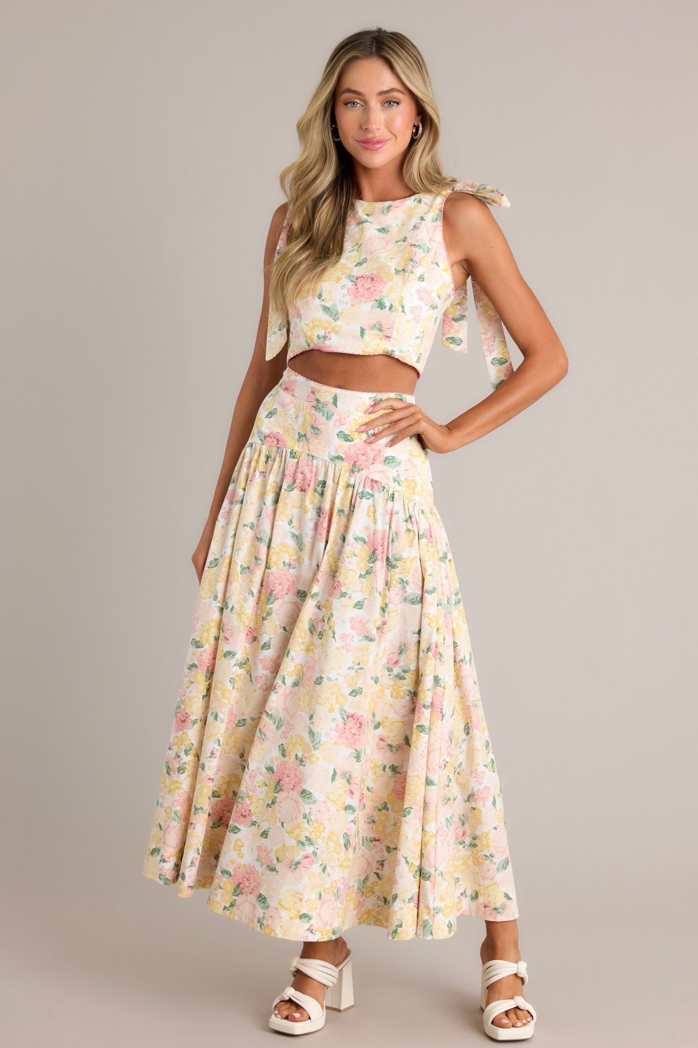 Garden Harmony Ivory Floral Crop Top