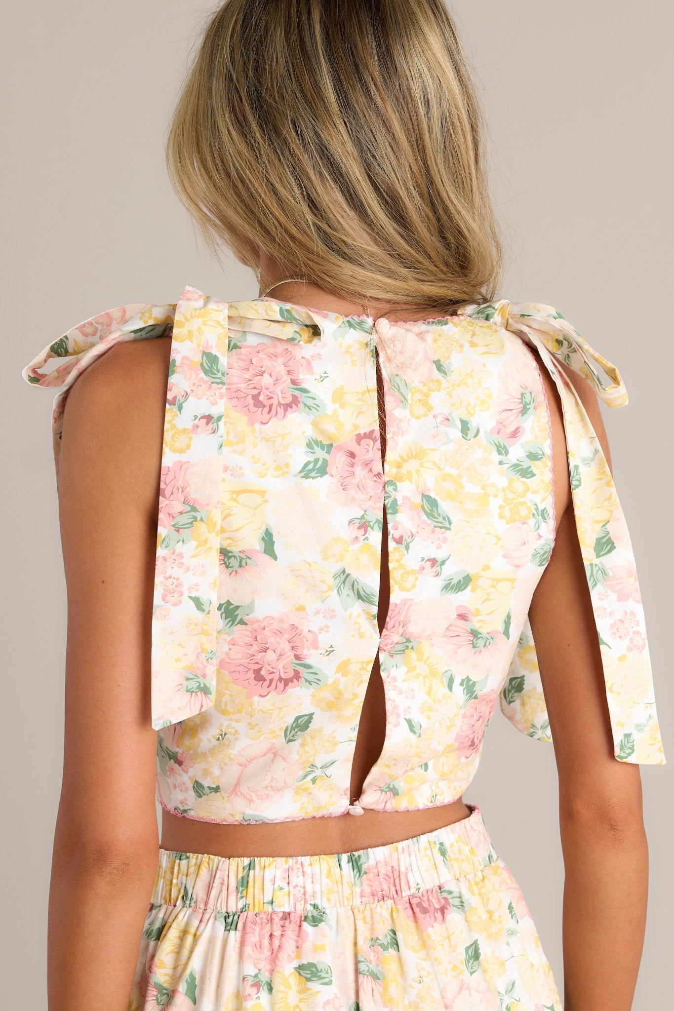 Garden Harmony Ivory Floral Crop Top