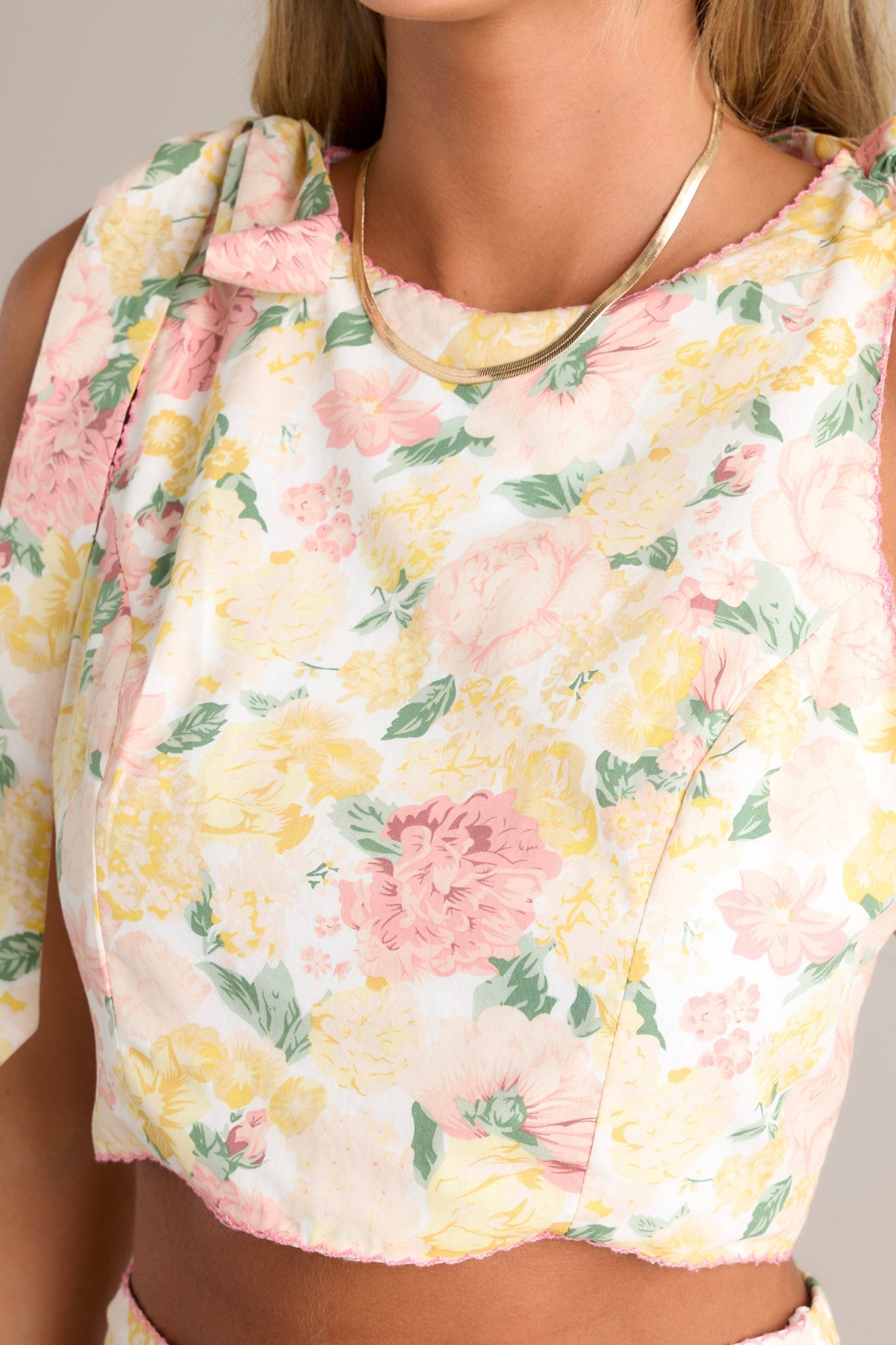 Garden Harmony Ivory Floral Crop Top