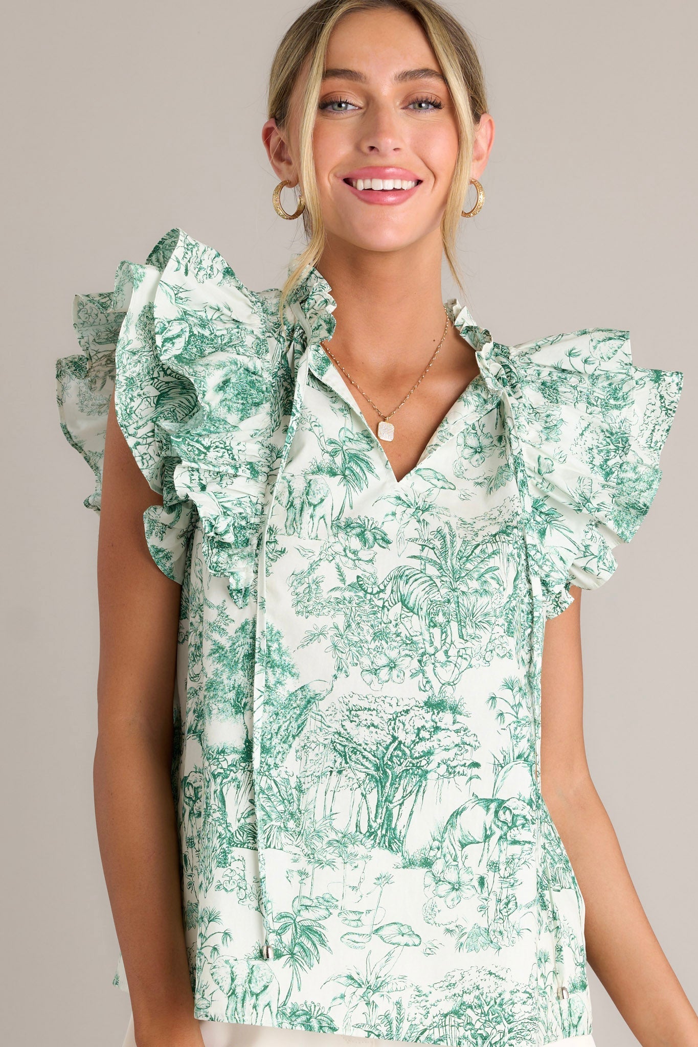 Dreamscape 100% Cotton Green Toile Top
