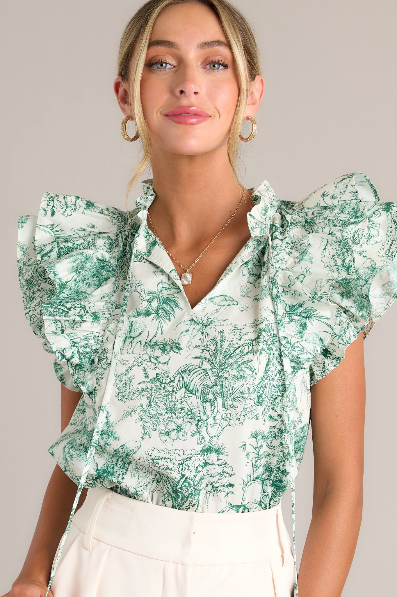 Dreamscape 100% Cotton Green Toile Top