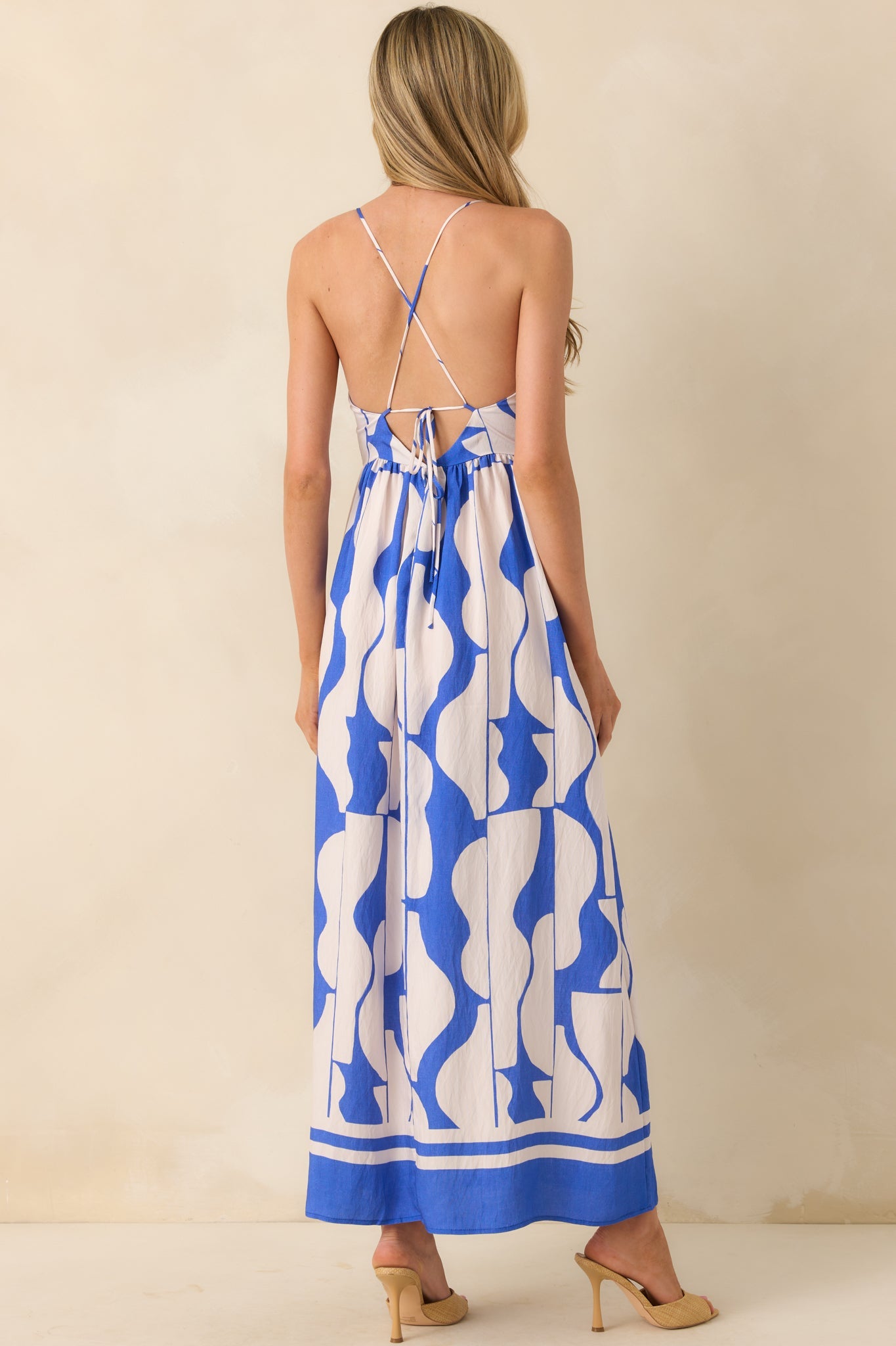 Staple The Label Blue Abstract Print Santi Maxi Sundress