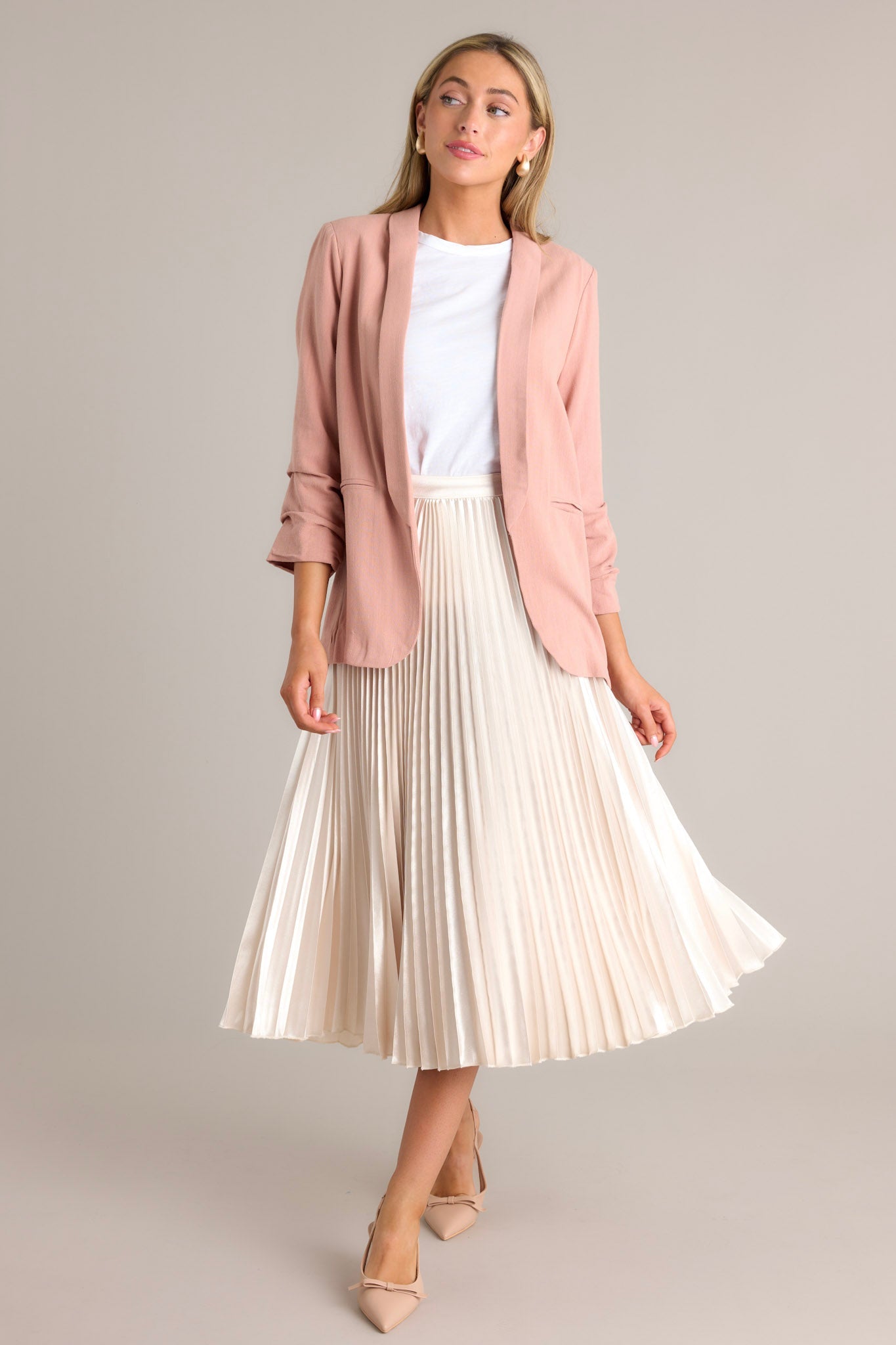 It's My Call Rose Pink Linen Blazer