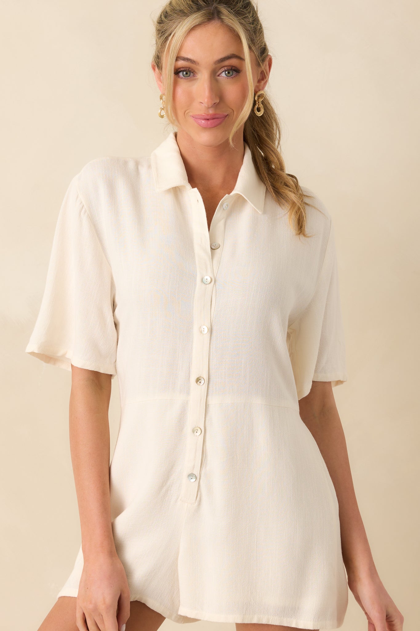 Z Supply Ivory Marcell Button Up Romper