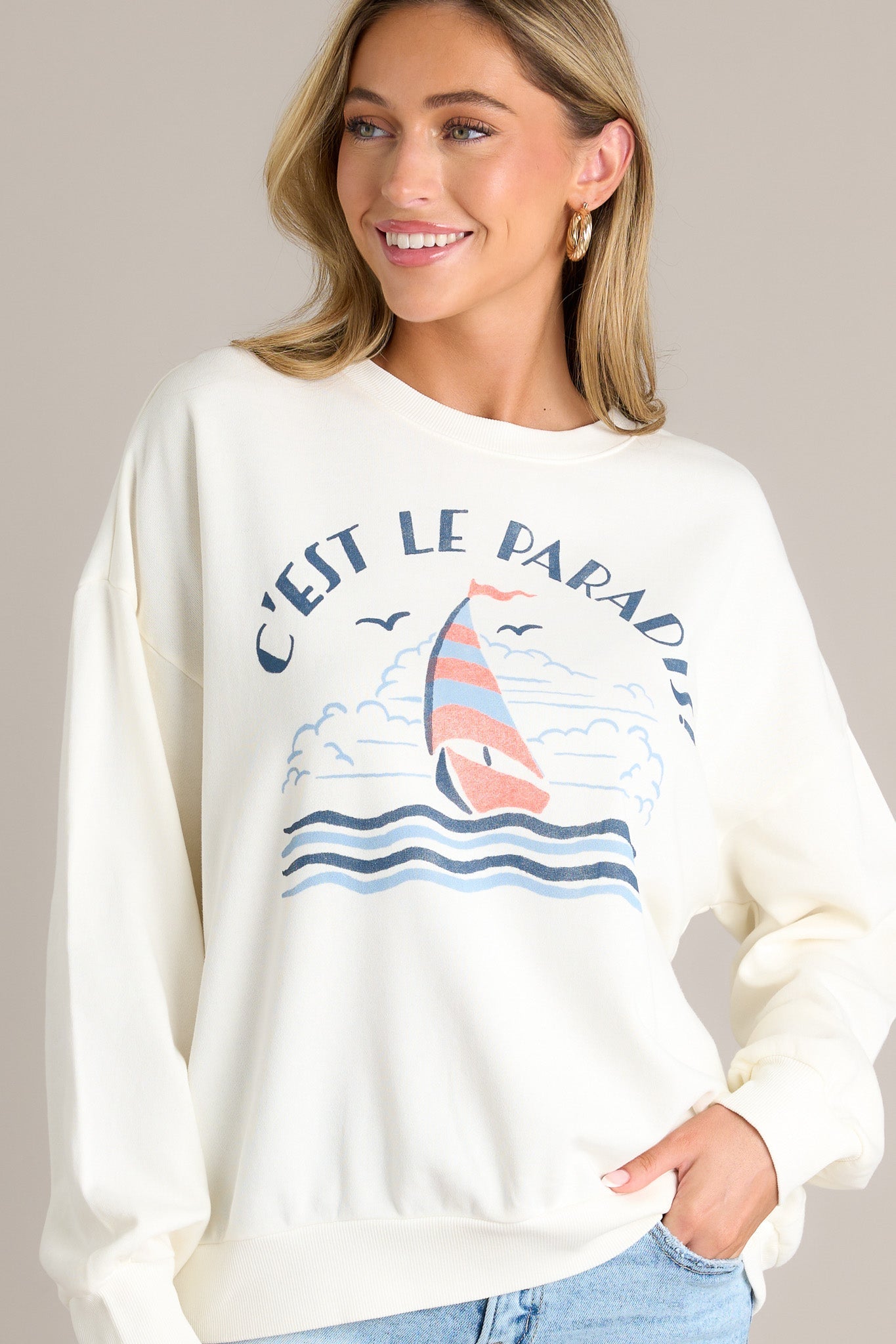 Z Supply Le Paradis Sunday Sea Salt Sweatshirt