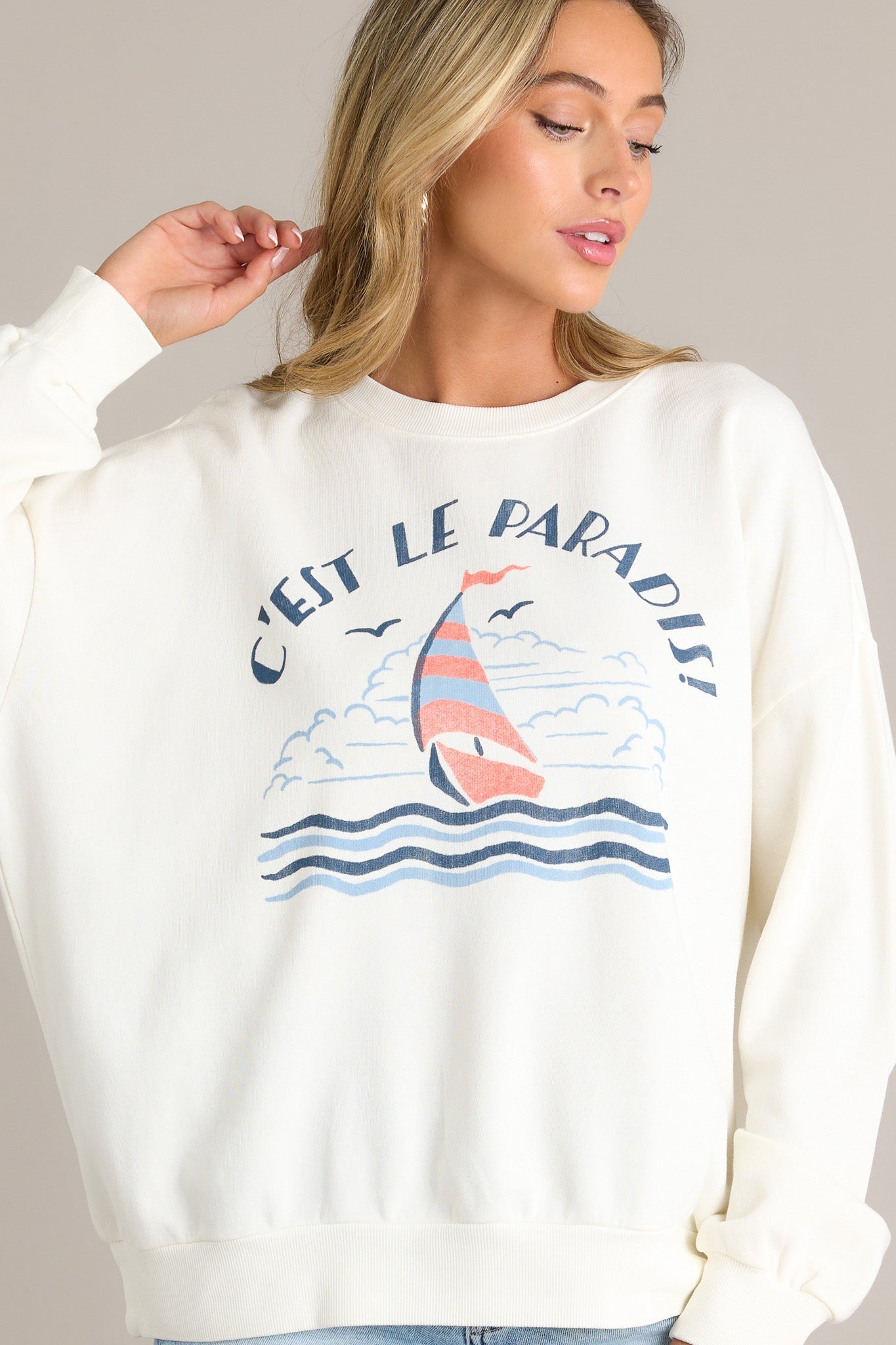 Z Supply Le Paradis Sunday Sea Salt Sweatshirt