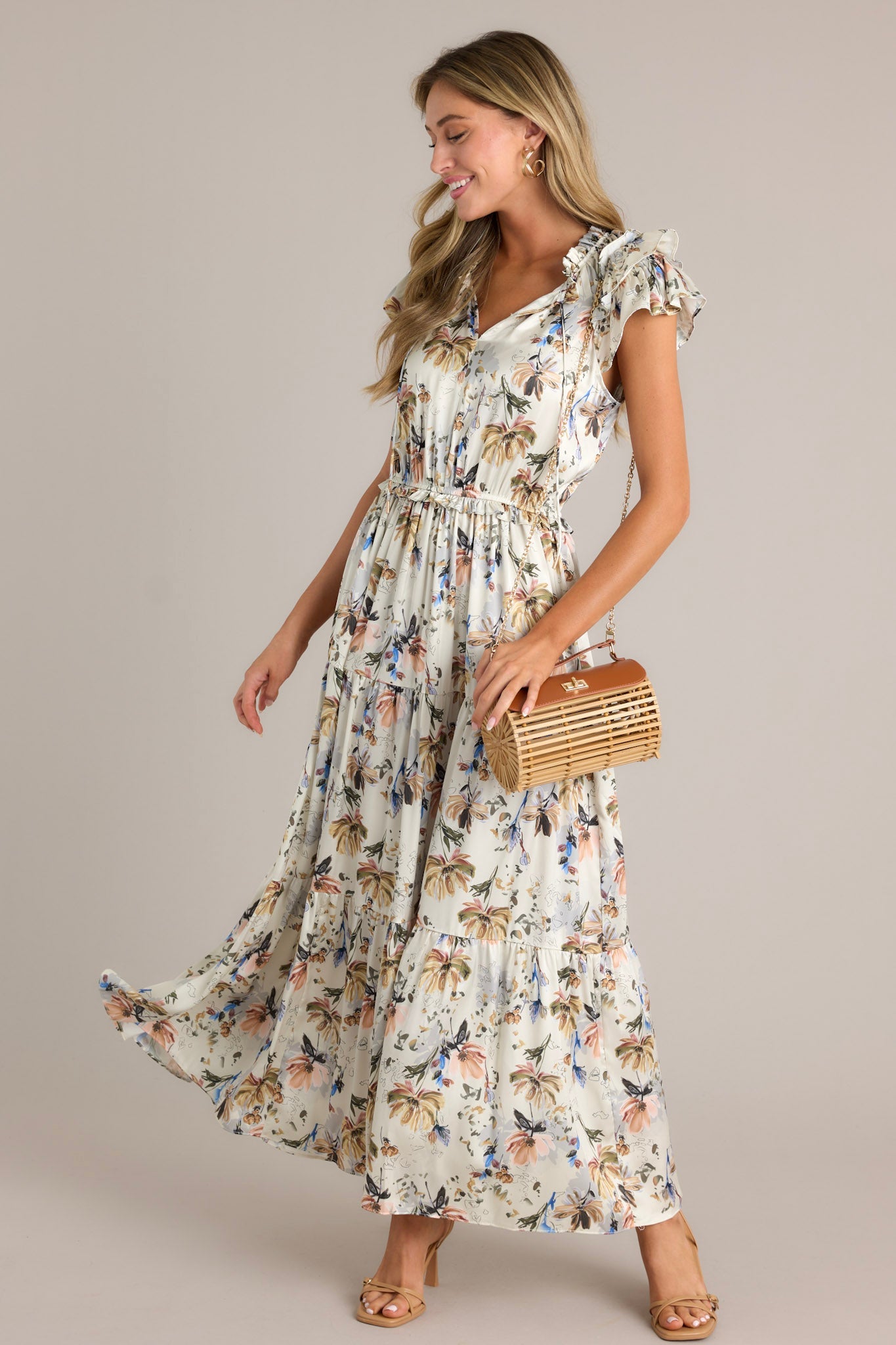 Jasmine Breeze Ivory Floral Maxi Dress